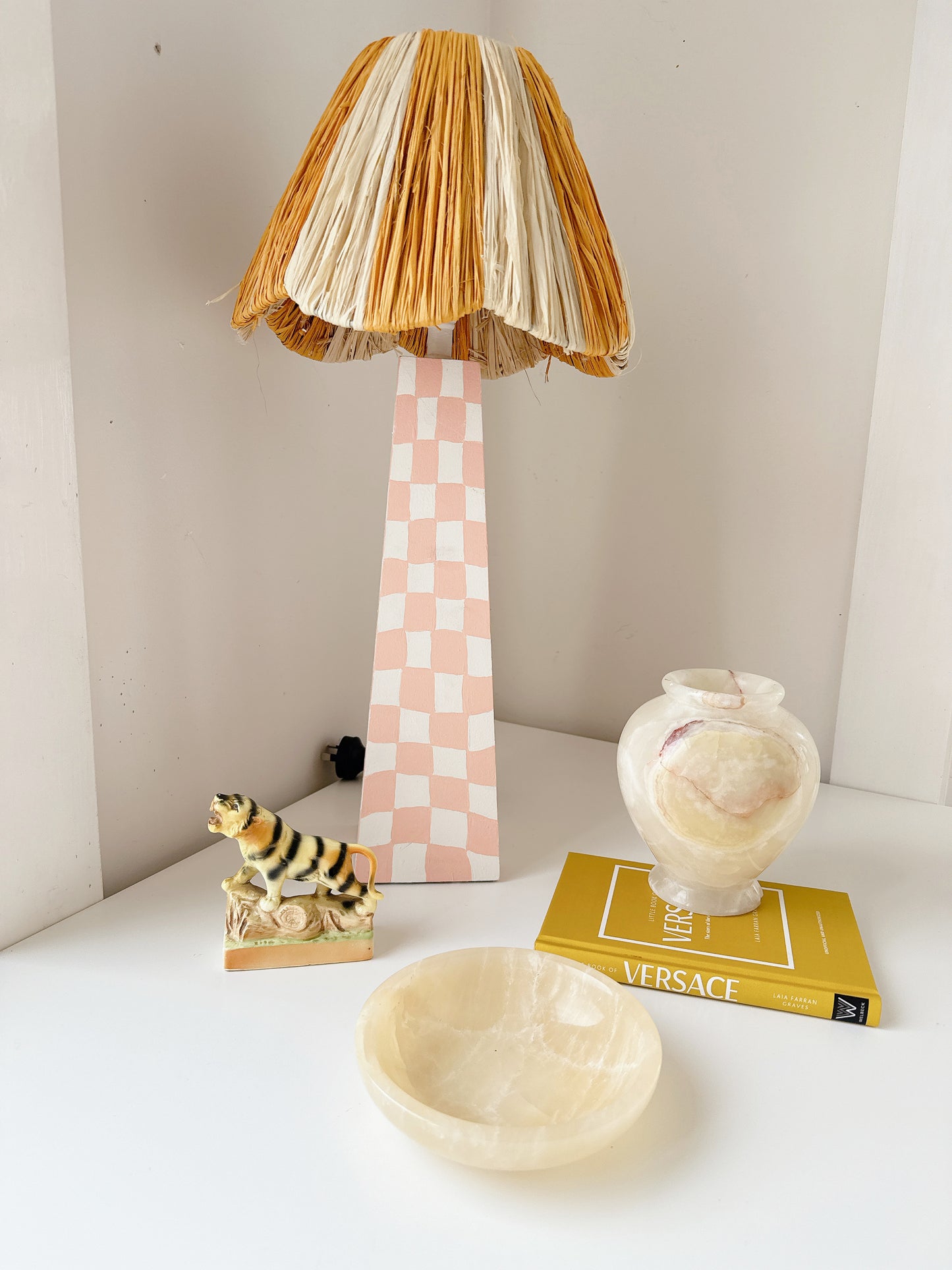 Vintage Alabaster Vase & Trinket Bowl