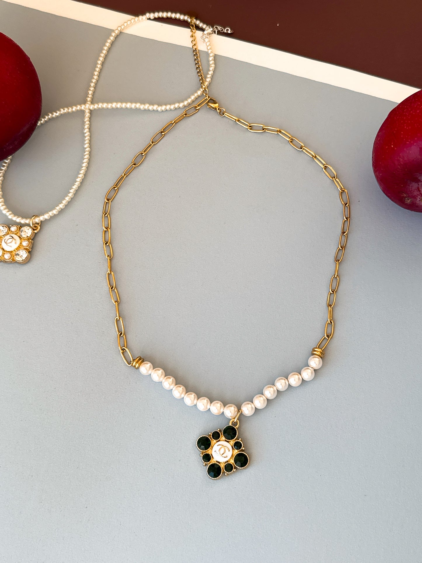 Chanel Green Pendant Necklace