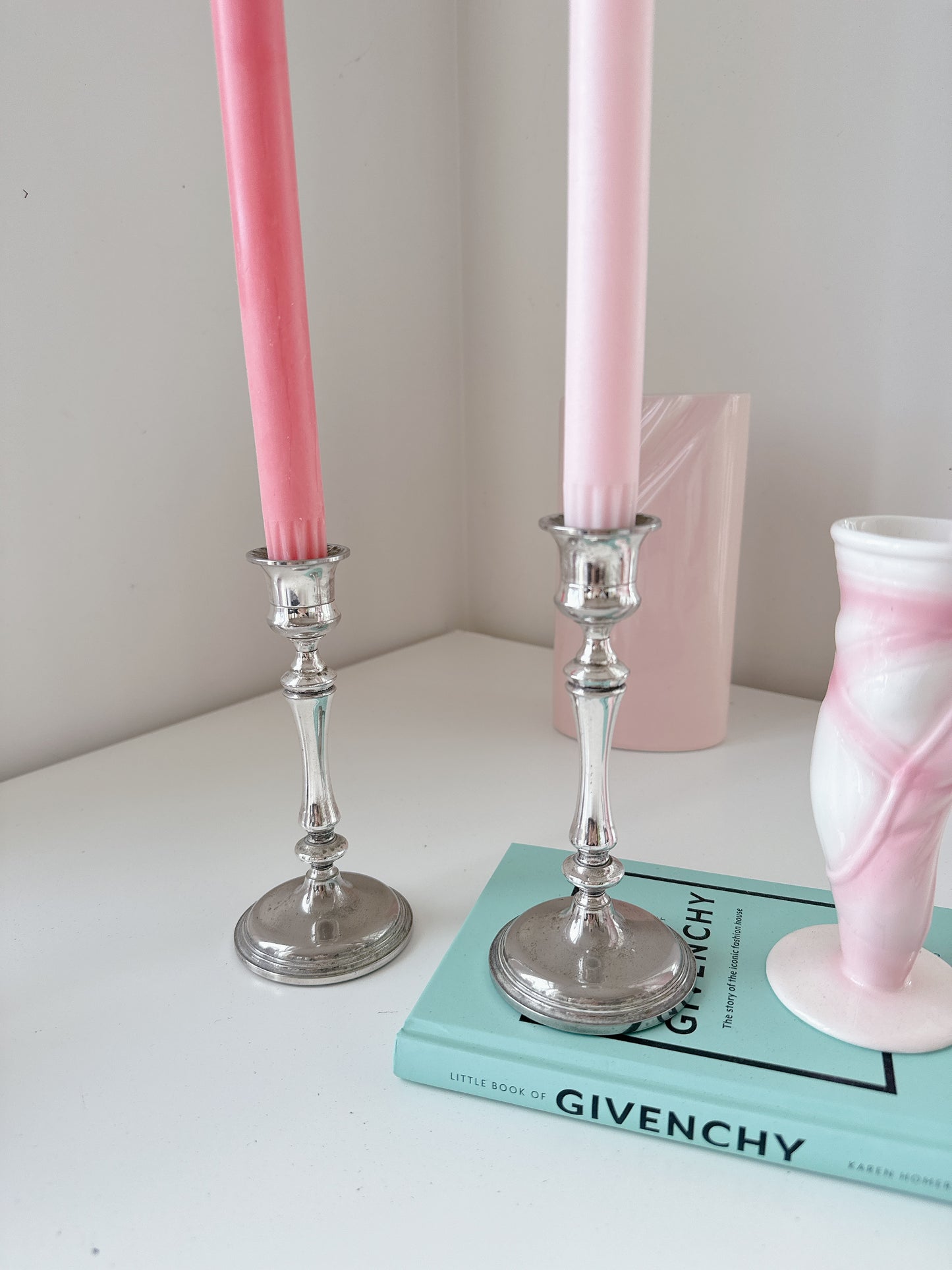 Set 2 Vintage Silver Candleholders