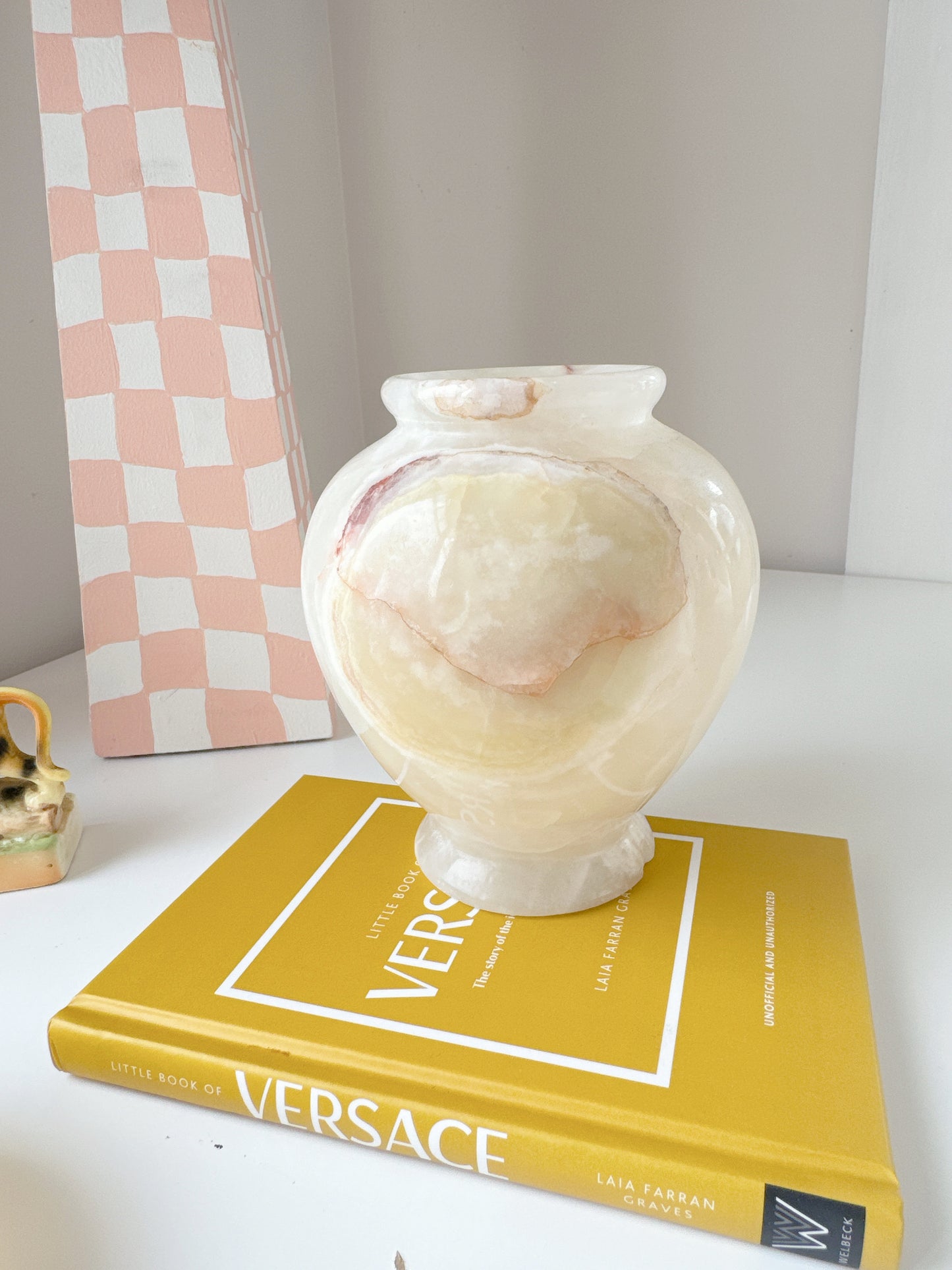 Vintage Alabaster Vase & Trinket Bowl