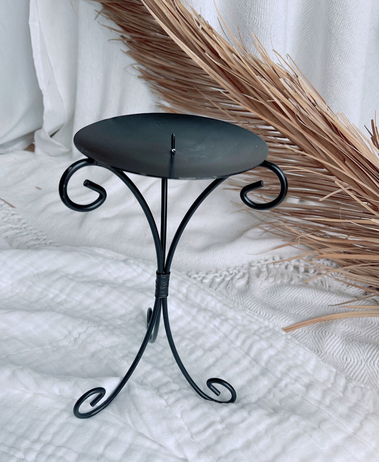 Black Wrought Iron Candle Holder