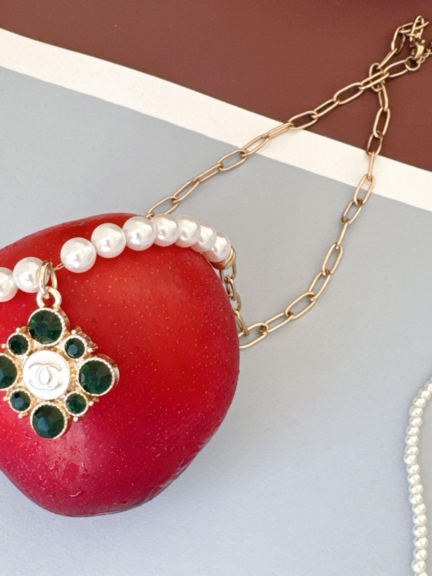 Chanel Green Pendant Necklace