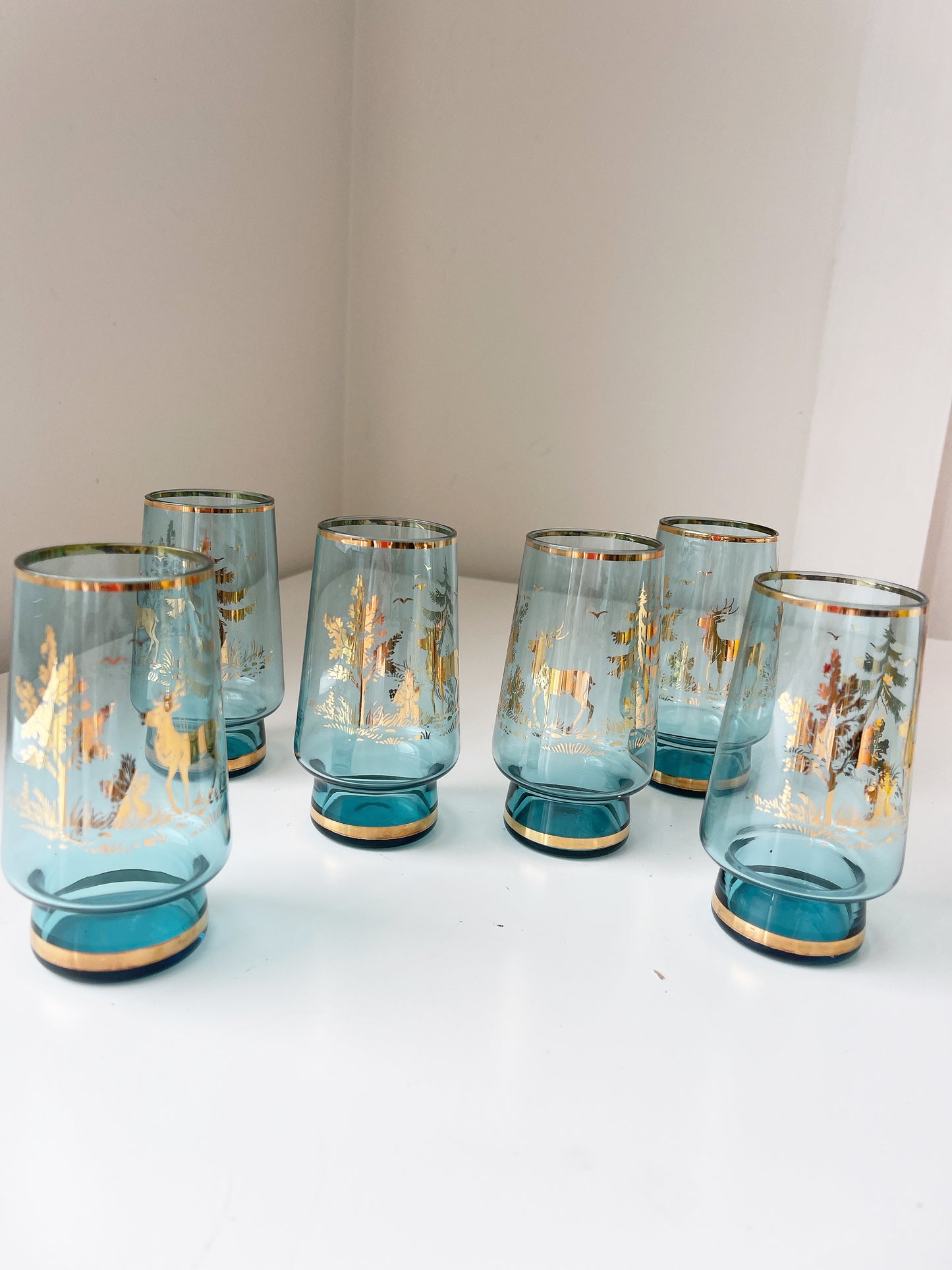 Set 6 Gold Foil Deer Glasses