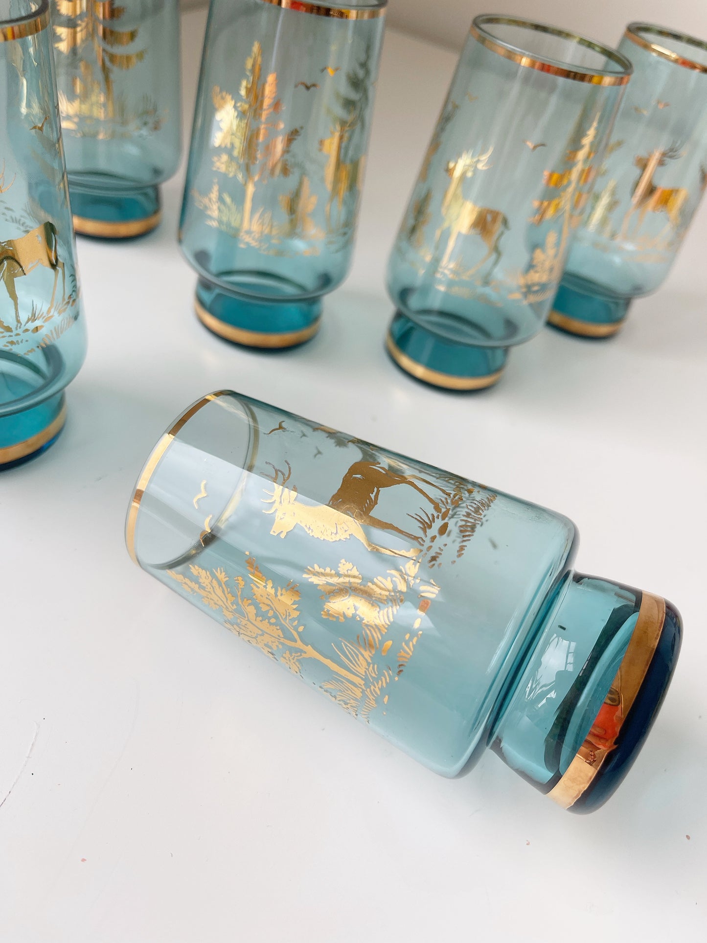 Set 6 Gold Foil Deer Glasses