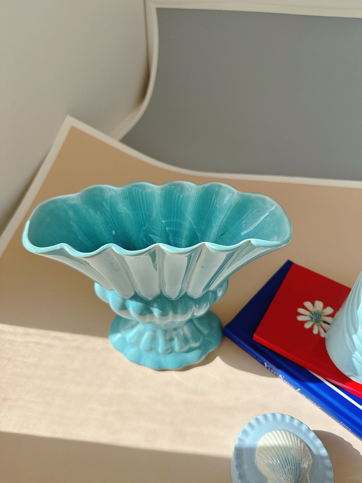 Vintage Blue Fishtail Vase