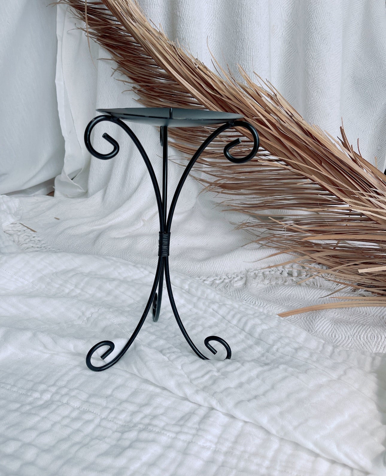 Black Wrought Iron Candle Holder