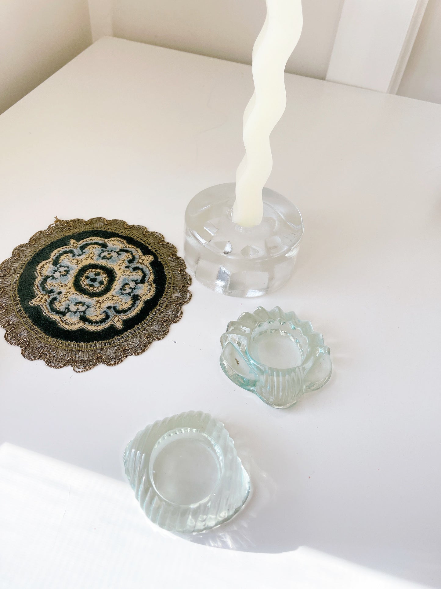Vintage Glass Shell T-Light Holders