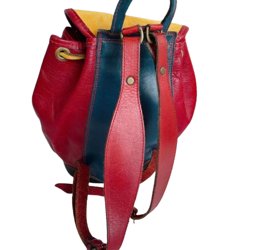 Vintage Block Colour Leather Backpack