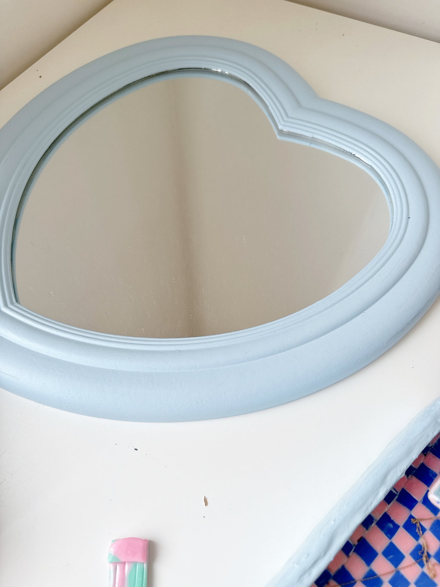 Pale Blue Love Heart Mirror