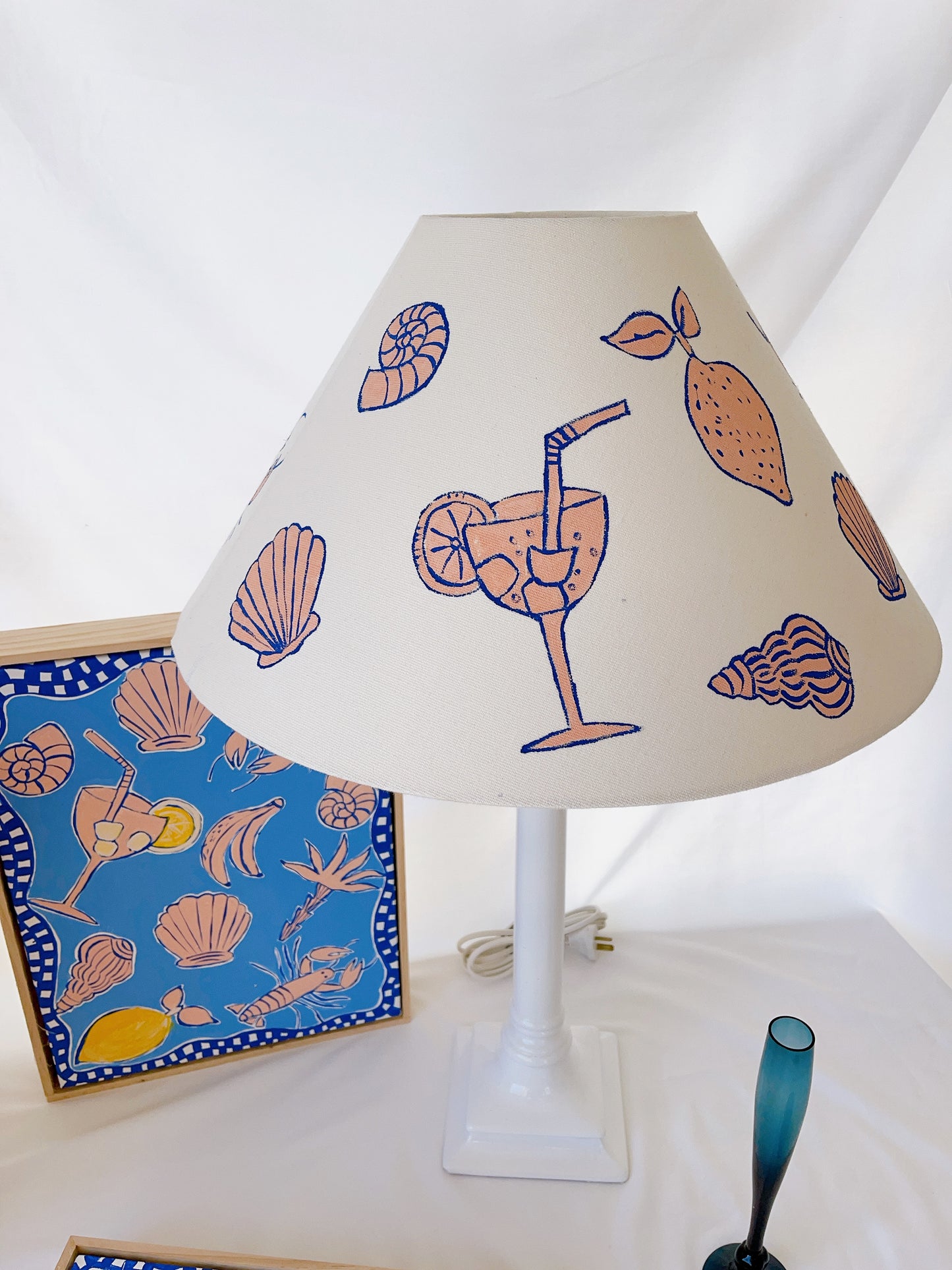 Vintage Lamp with Handpainted Shade