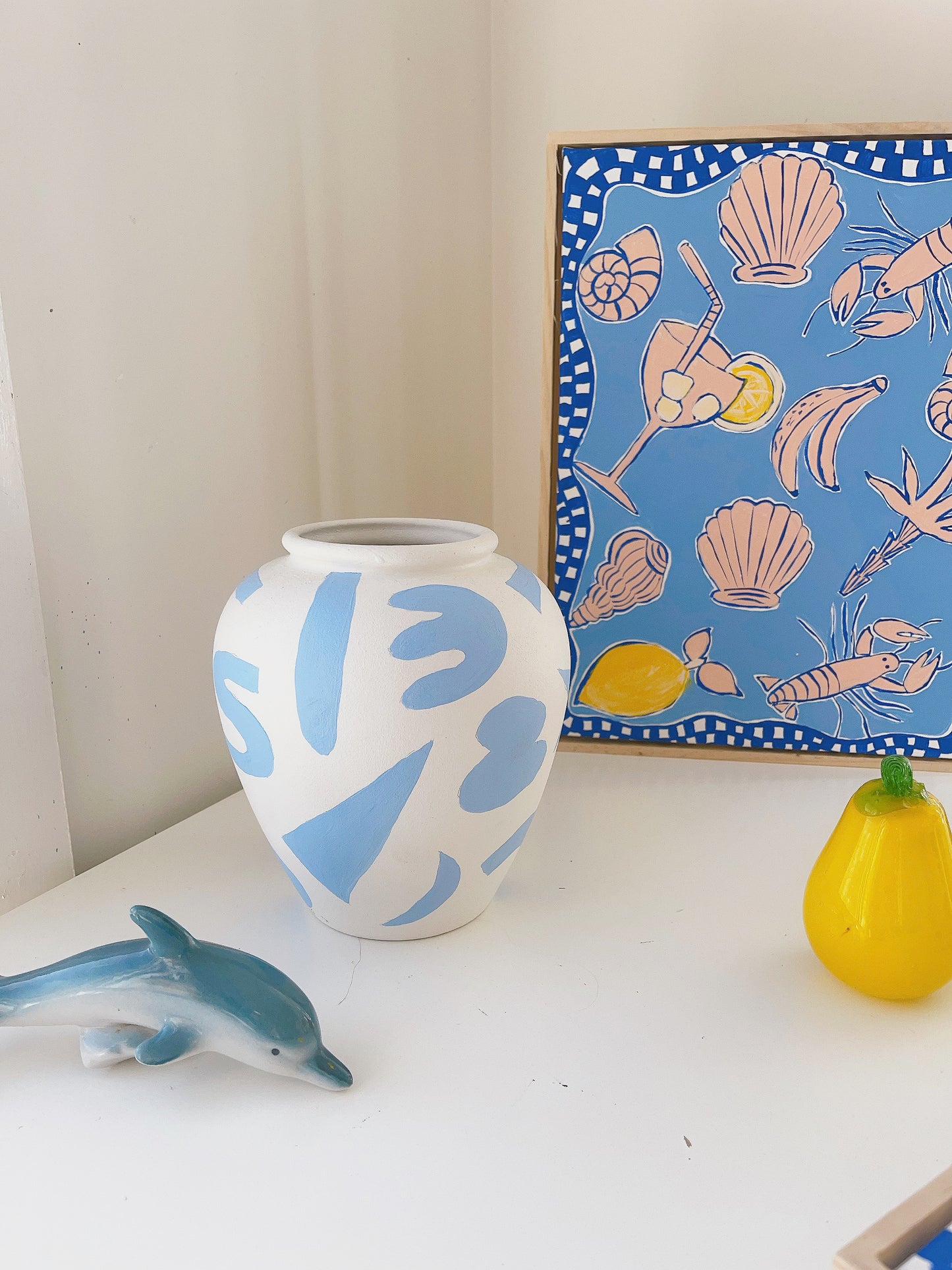 Handpainted Geometric Vase