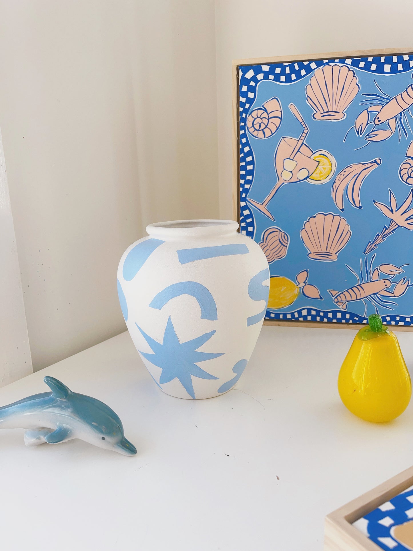 Handpainted Geometric Vase