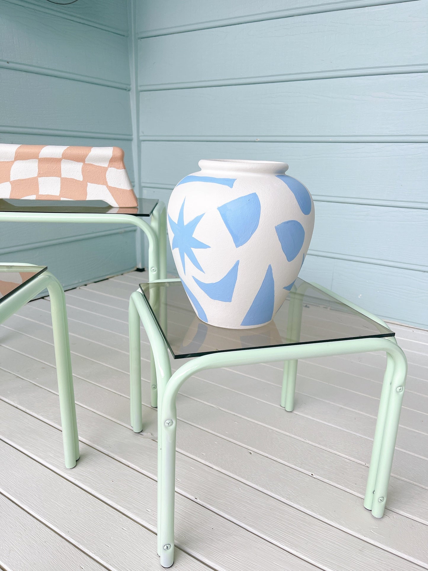 Handpainted Geometric Vase