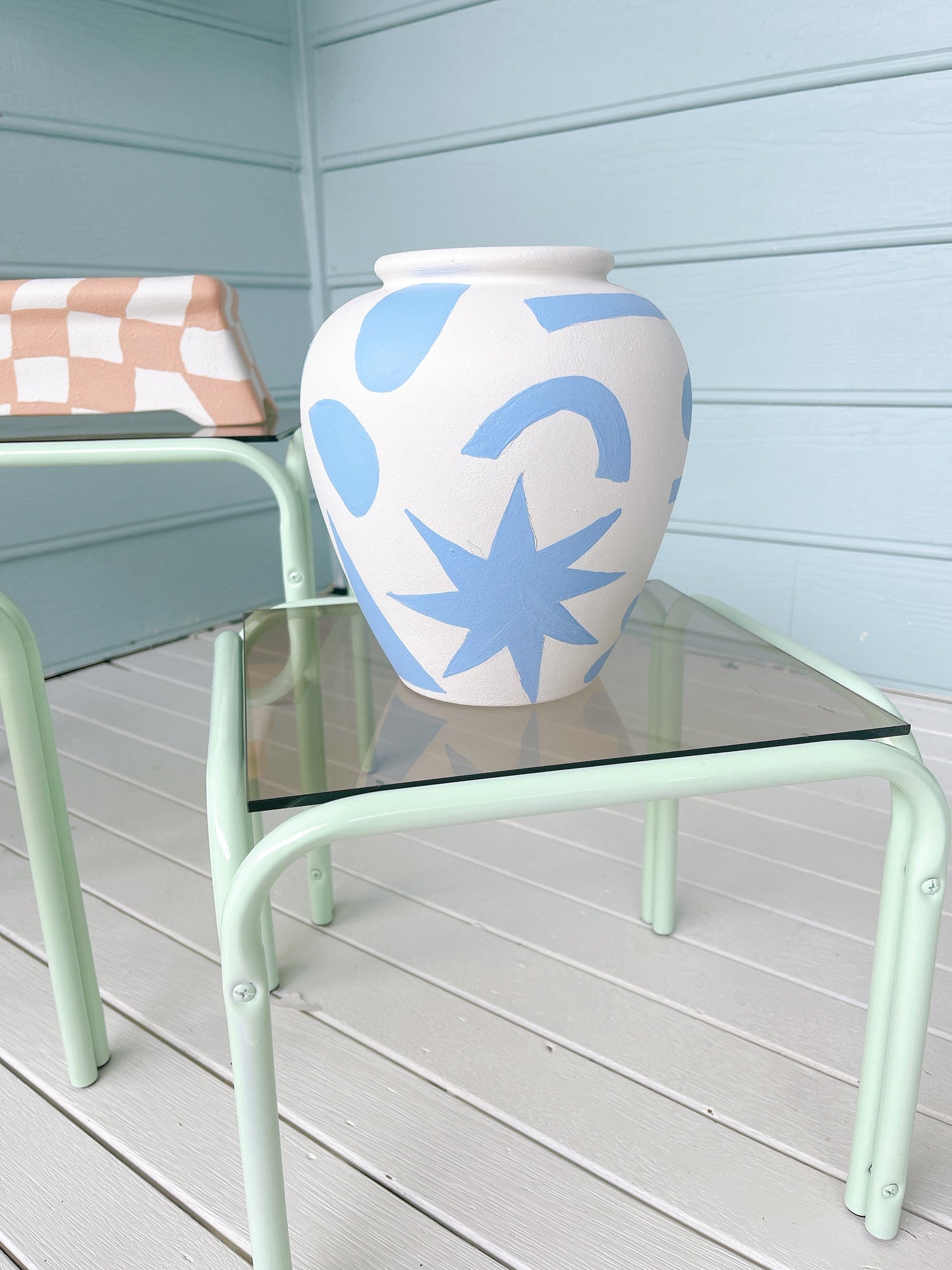 Handpainted Geometric Vase