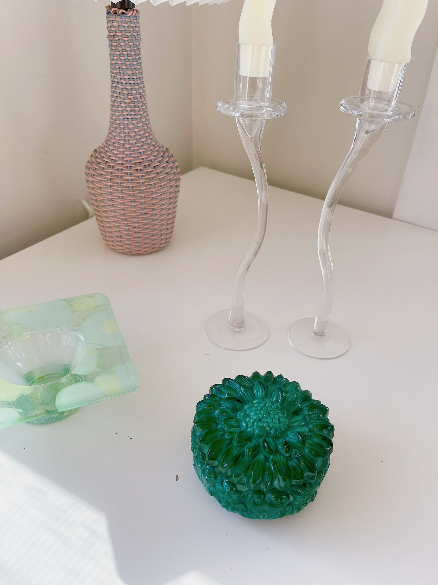 Green Czech Malachite Glass Jewellery Box