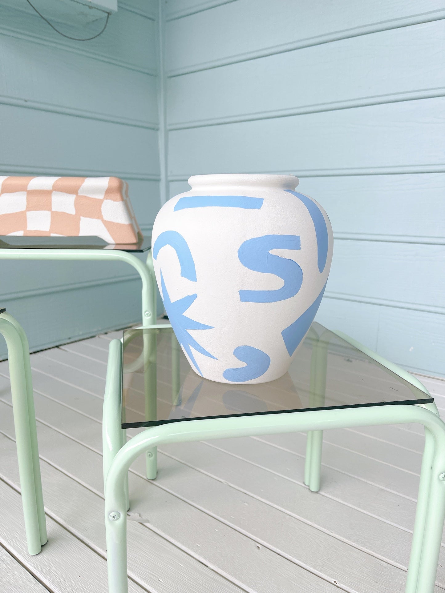 Handpainted Geometric Vase