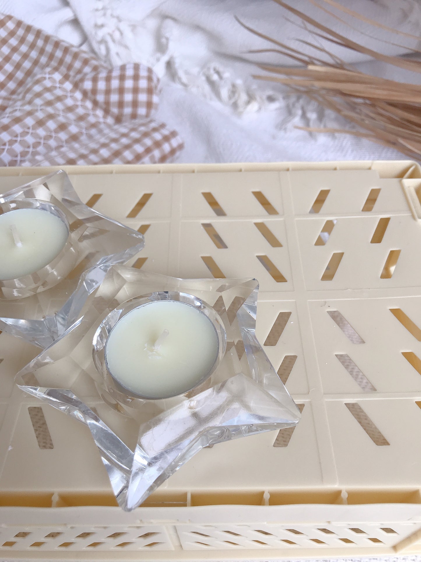 Set 2 Glass Star T-Light Holders