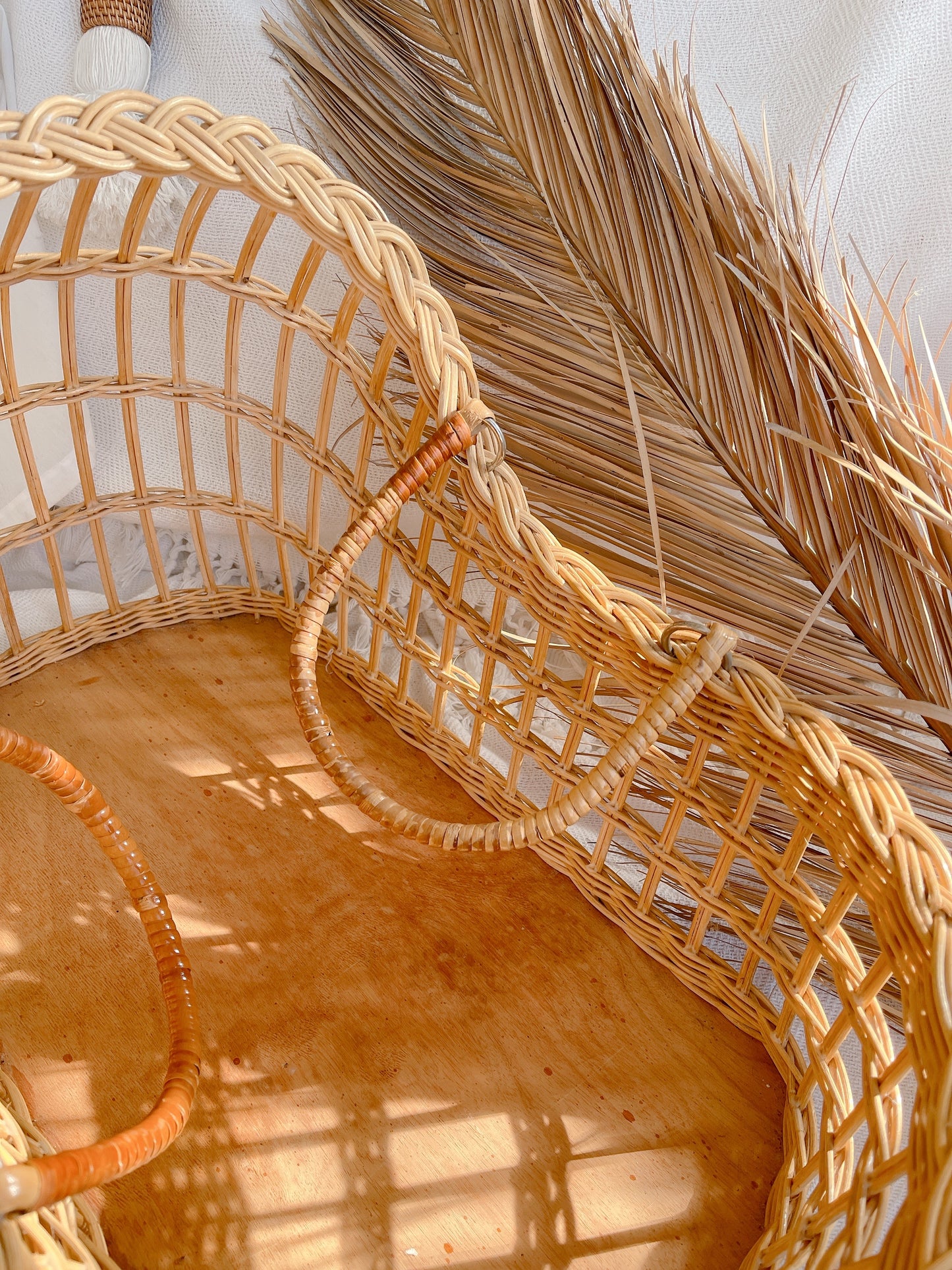 Vintage Doll Rattan Bassinet