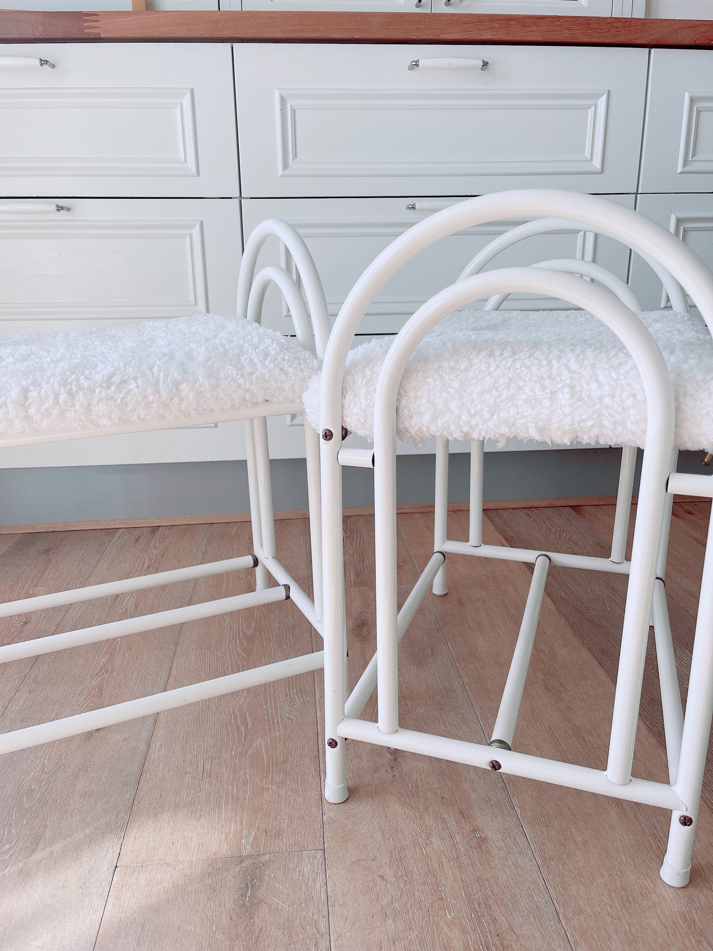 80’s Rainbow Metal & Sheepskin Stool - 2 Available