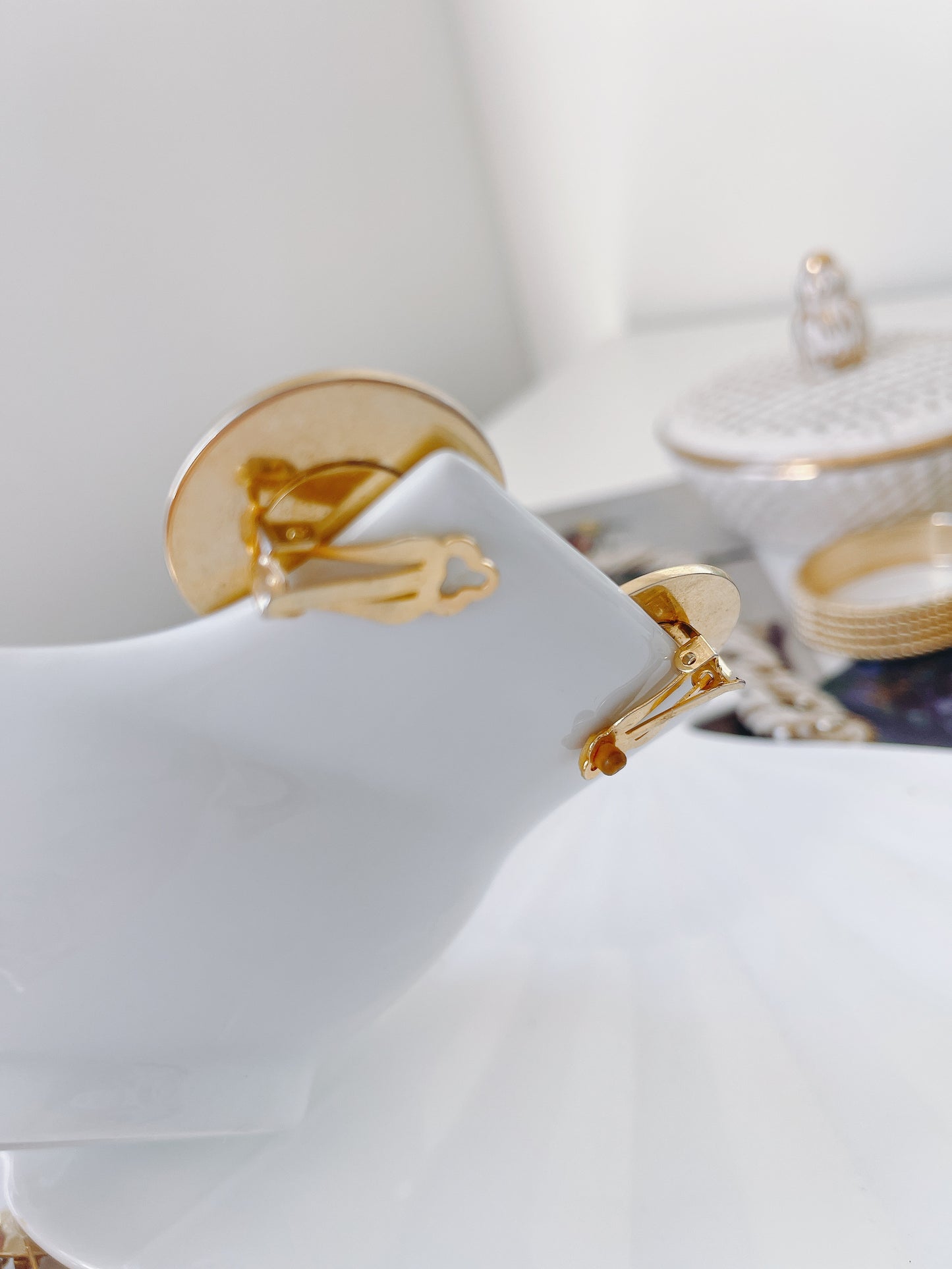 Vintage Clip On Gold Coin Earring