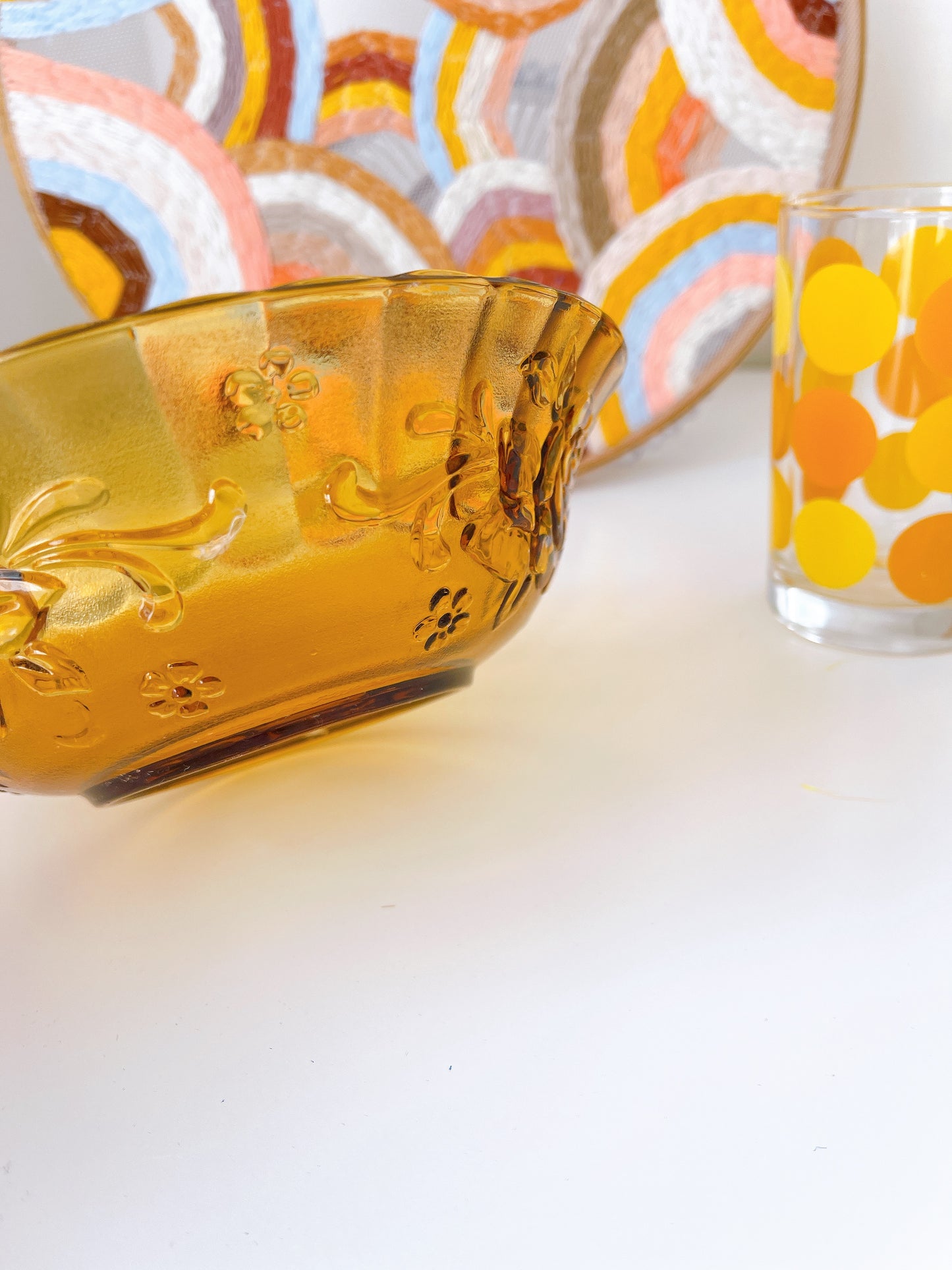 Vintage Amber arose Bowl