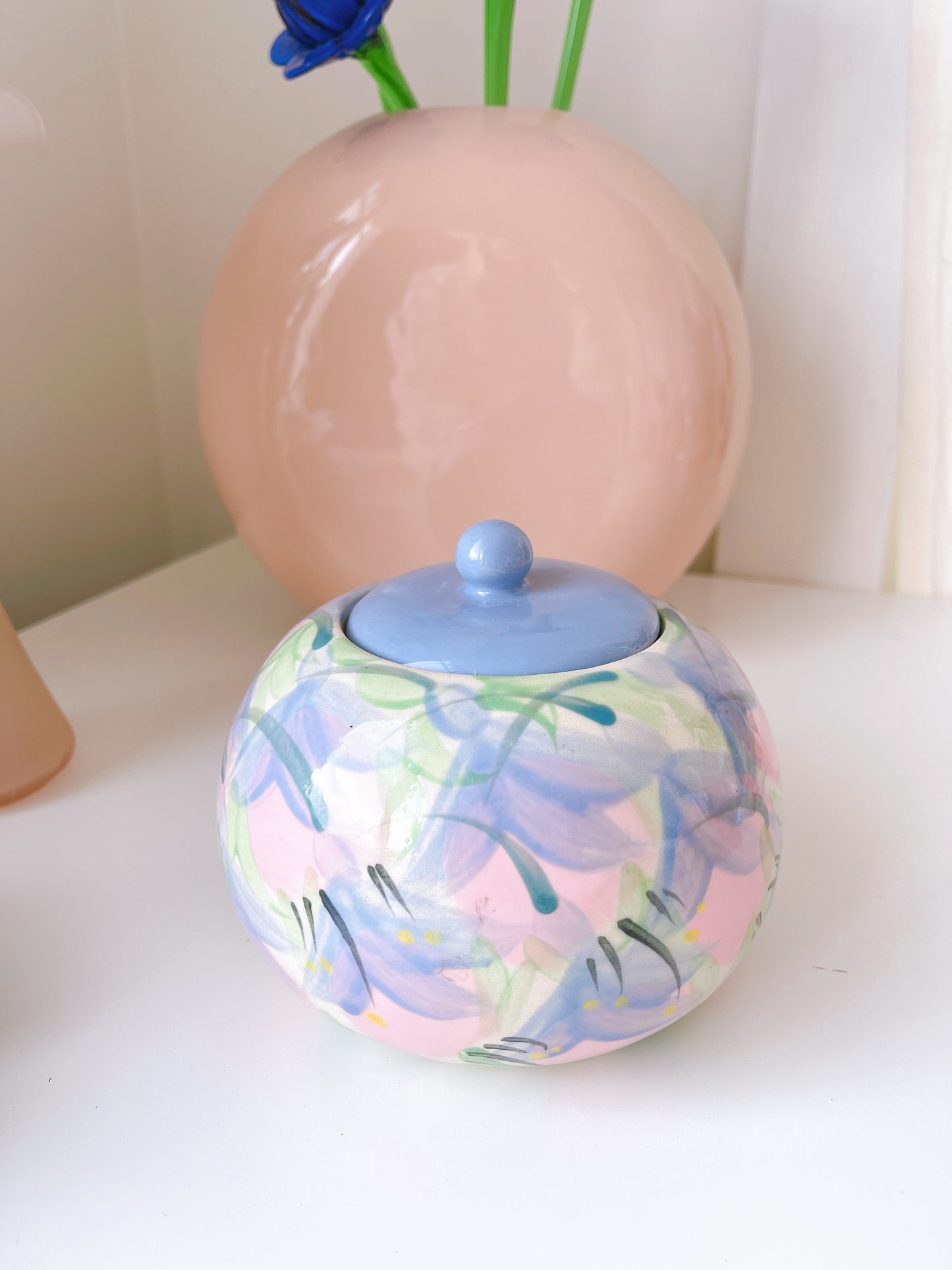 1988 Handpainted Lidded Ceramic Jar