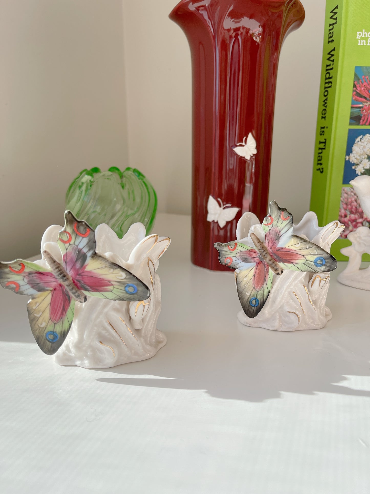 Vintage Butterfly Ceramic Vase - Japan