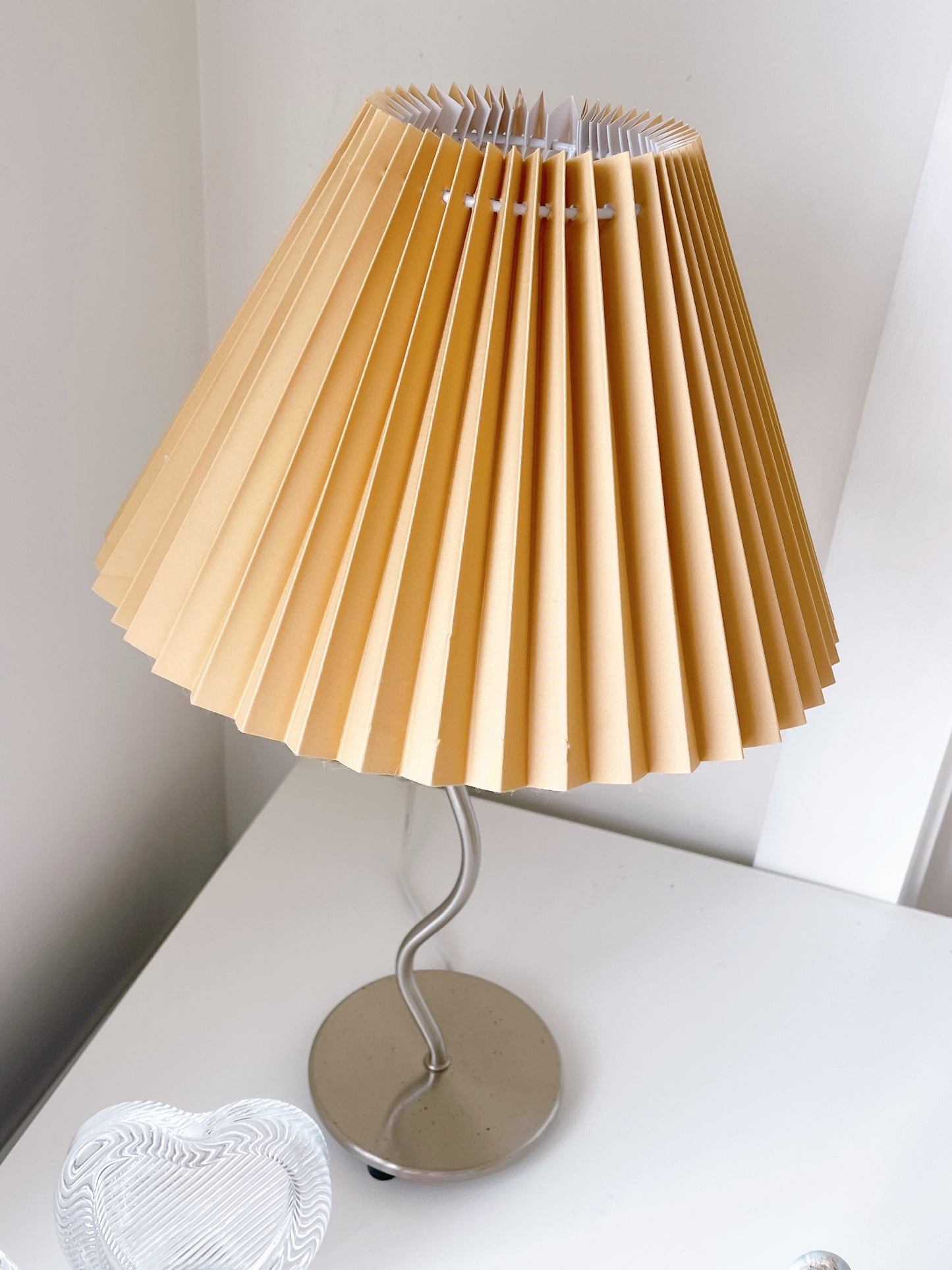 90’s Chrome Wiggle Lamp with Pleated Shade