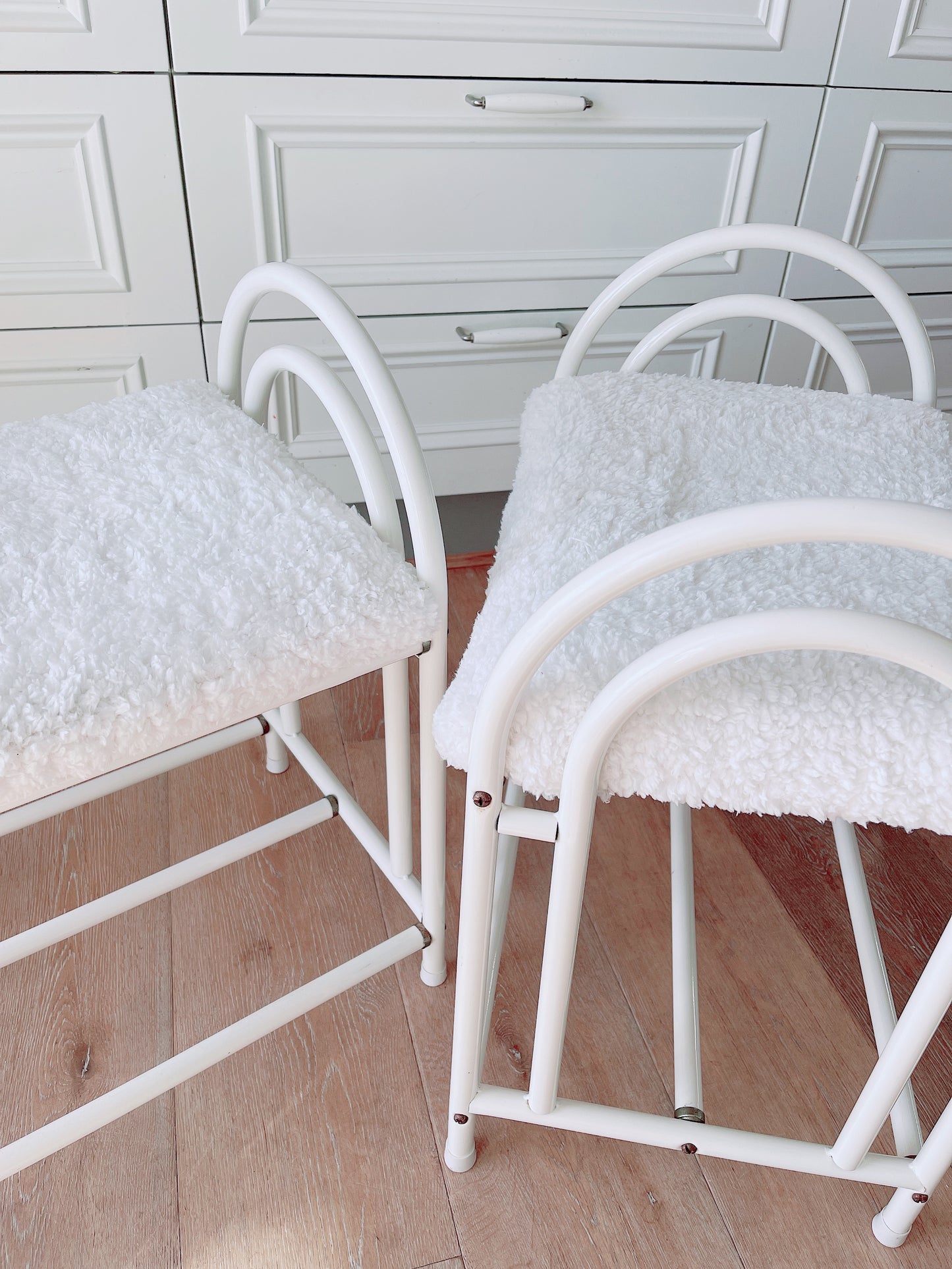 80’s Rainbow Metal & Sheepskin Stool - 2 Available