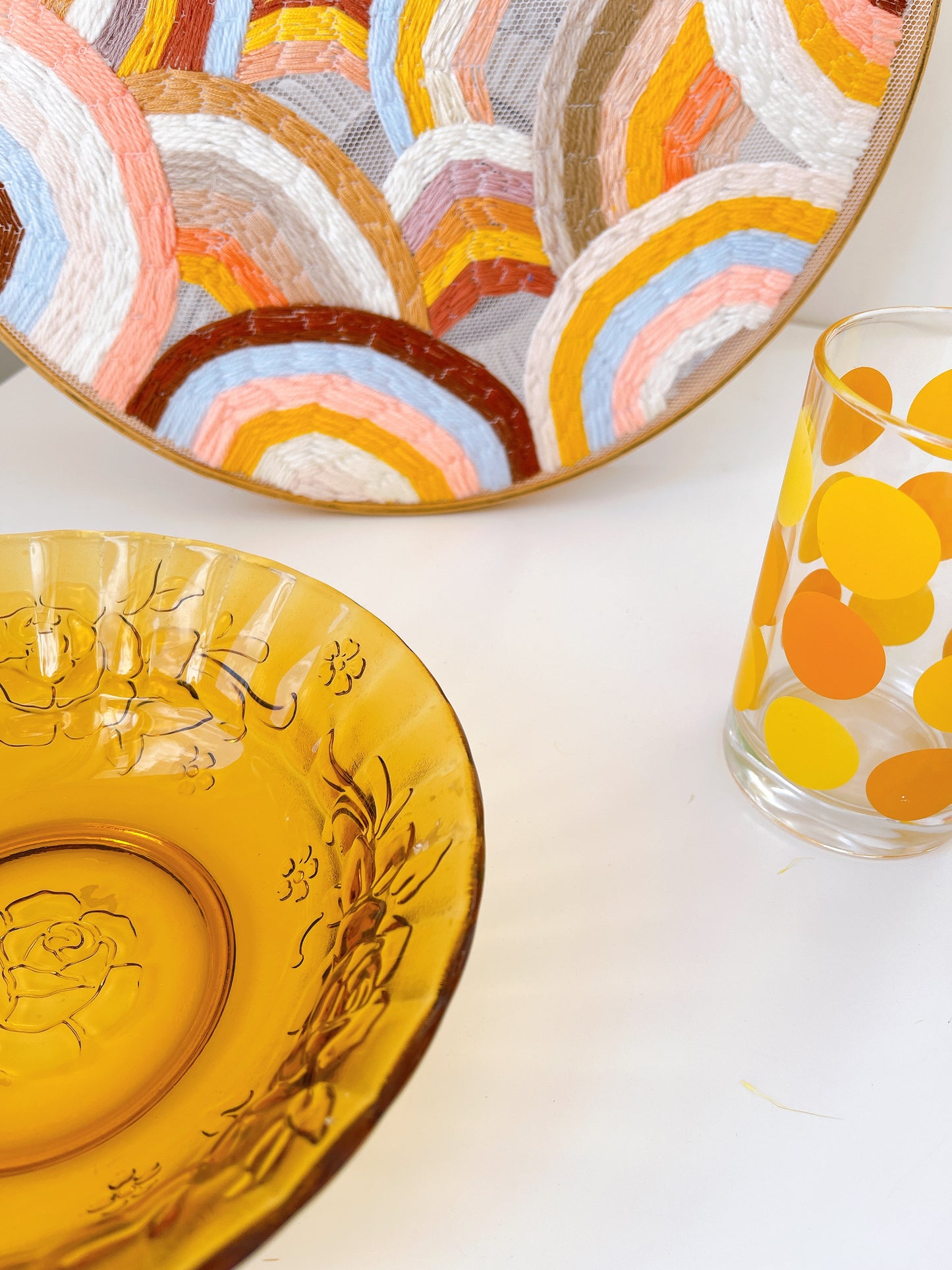 Vintage Amber arose Bowl