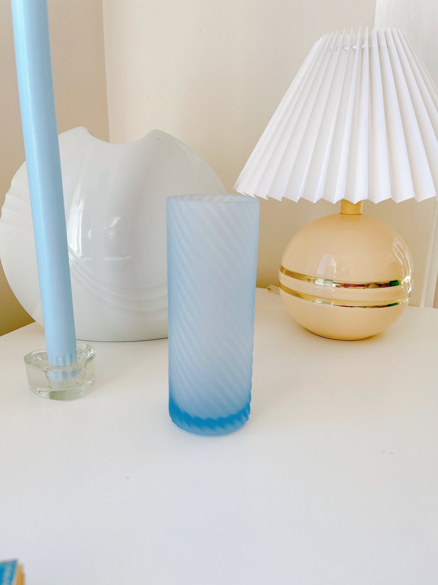 Vintage Swirl Frosted Glass Vase