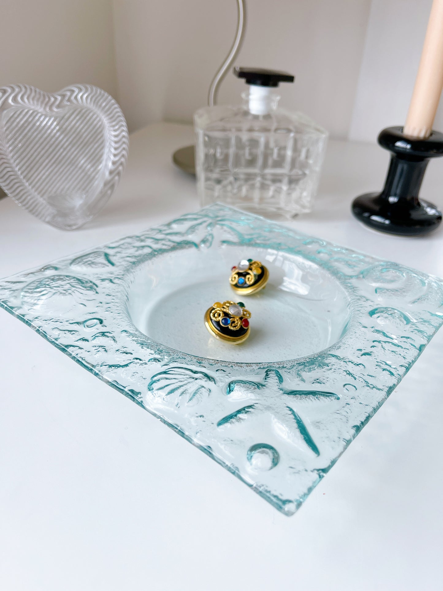 80’s Glass Square Trinket Dish
