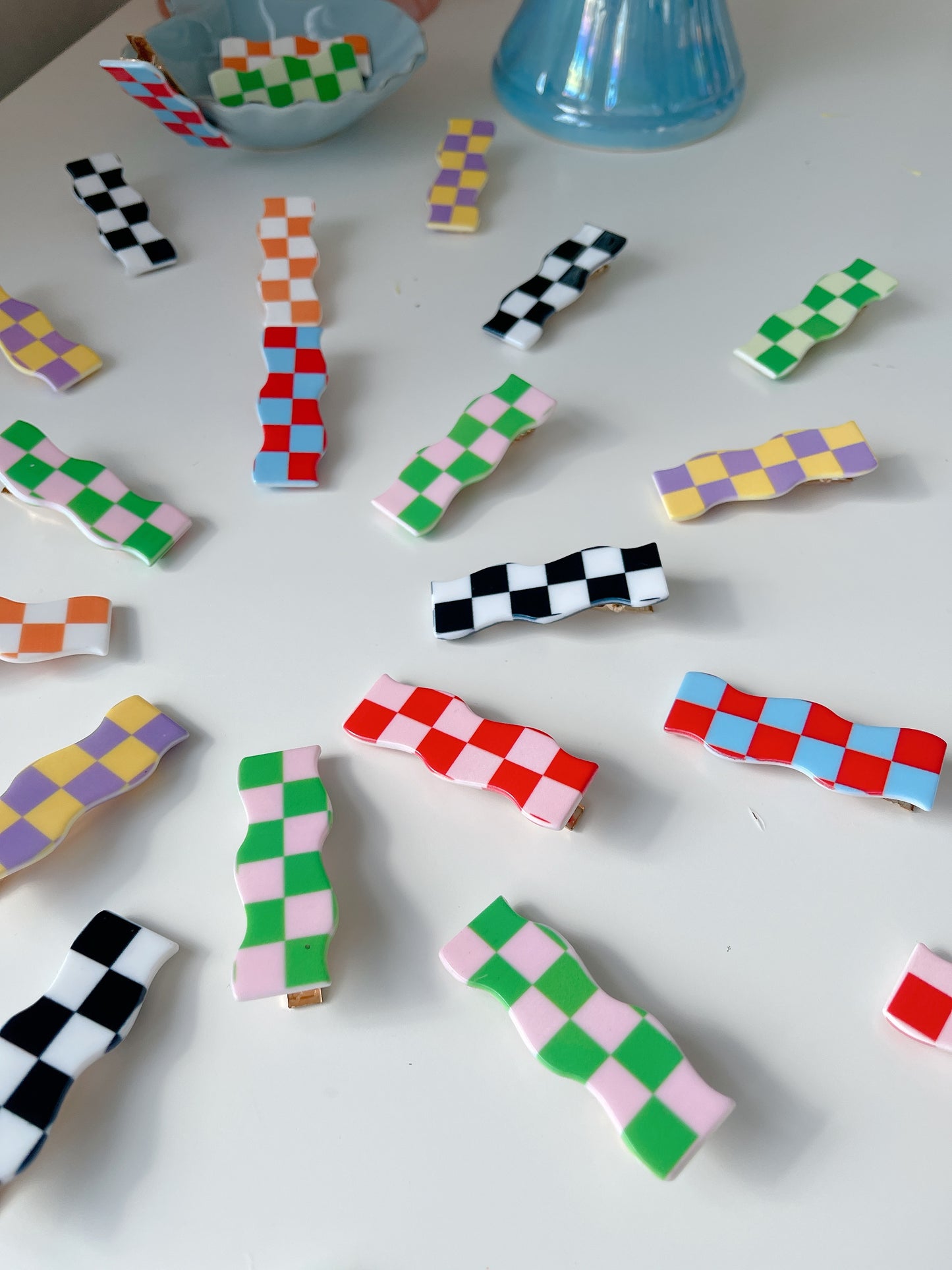 Checkerboard Wave Hairclips