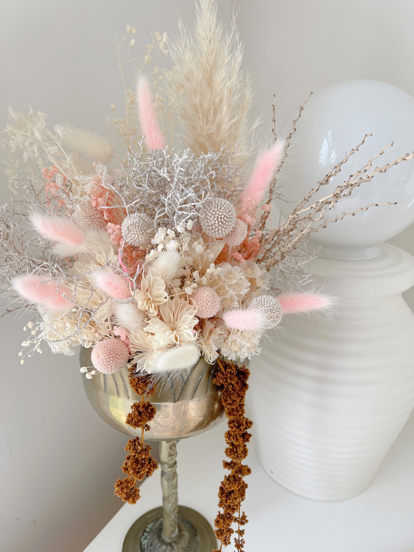 Large Flower Arrangement in Large Brass Goblet