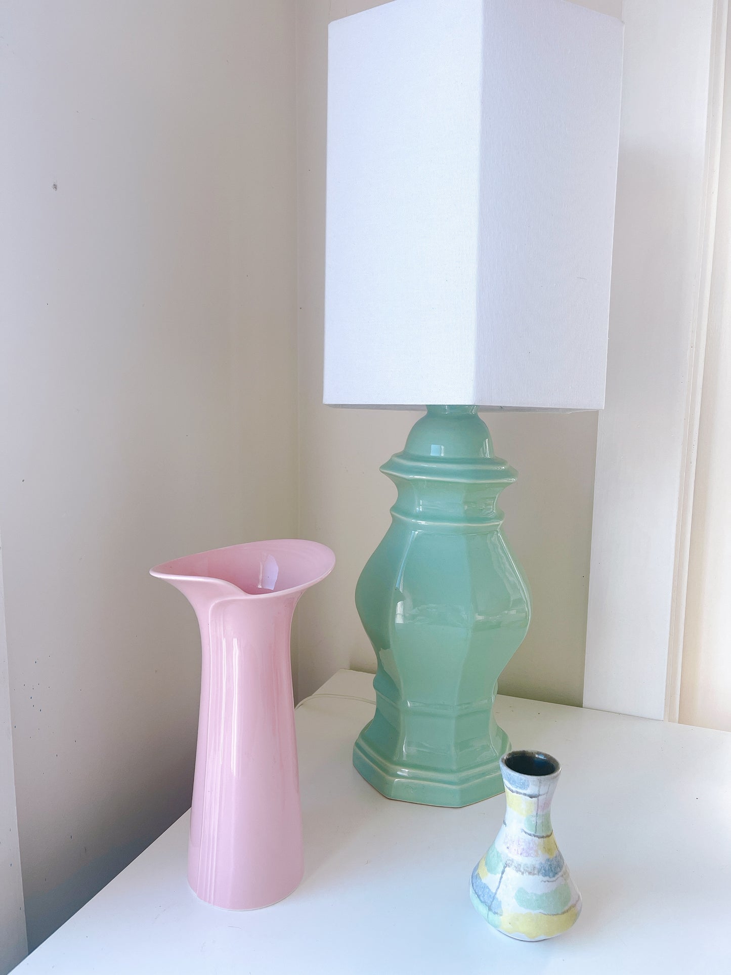 Vintage Large Mint Lamp with Shade