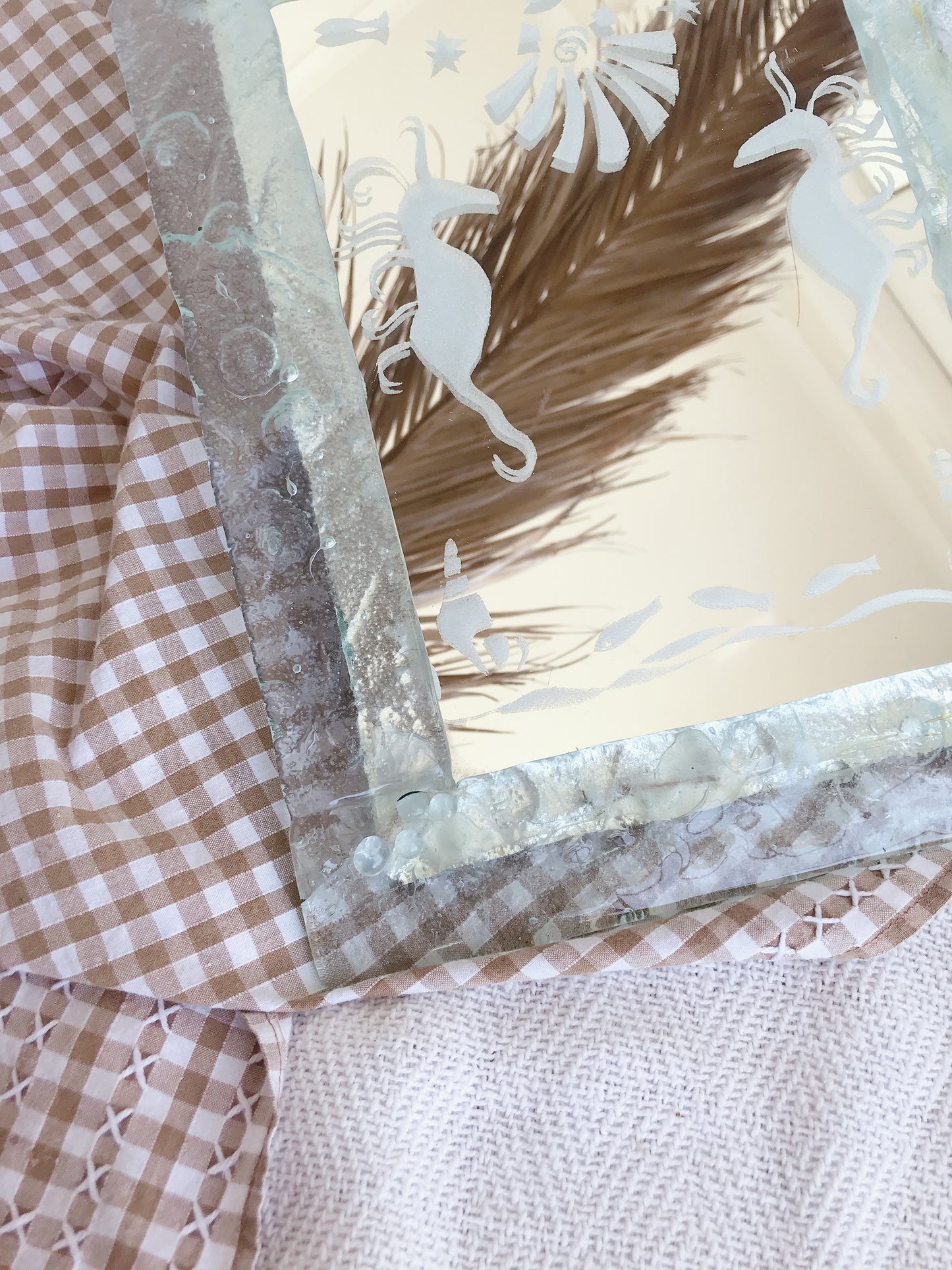 Vintage Glass Shell Mirror