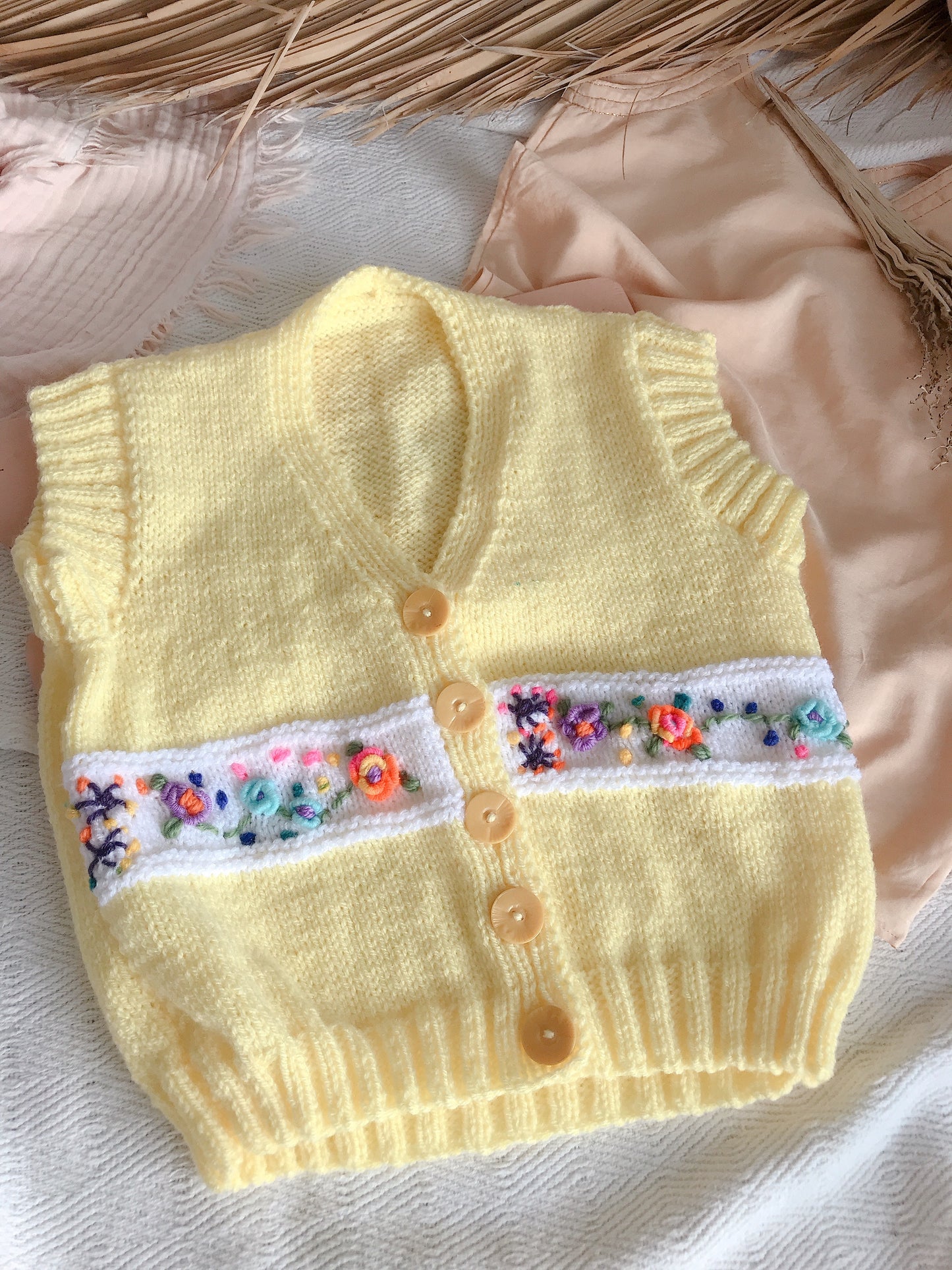 Handknitted Kids Short Sleeve Cardigan - 4-5years