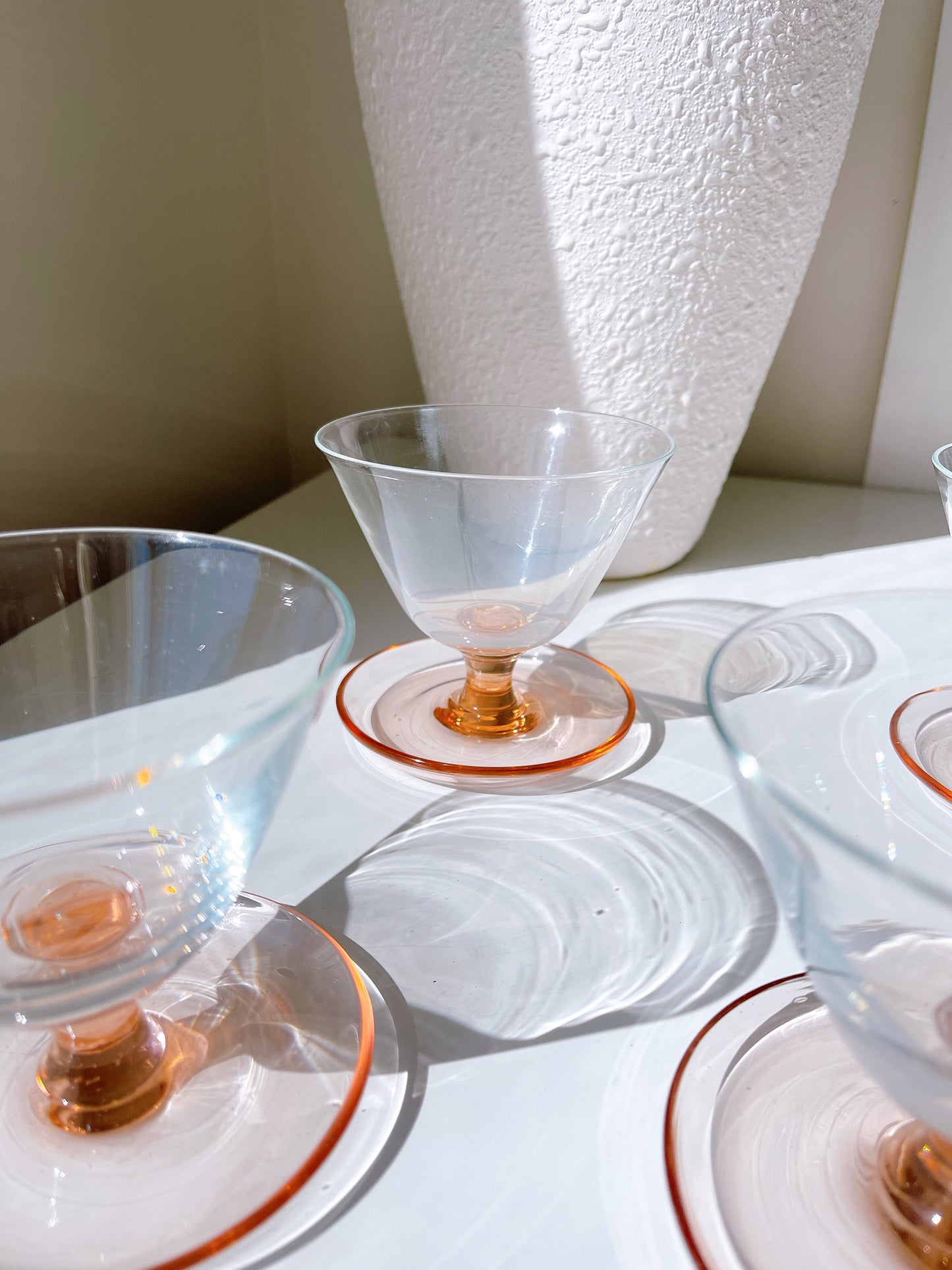 Set 4 Pink Stemmed Glasses
