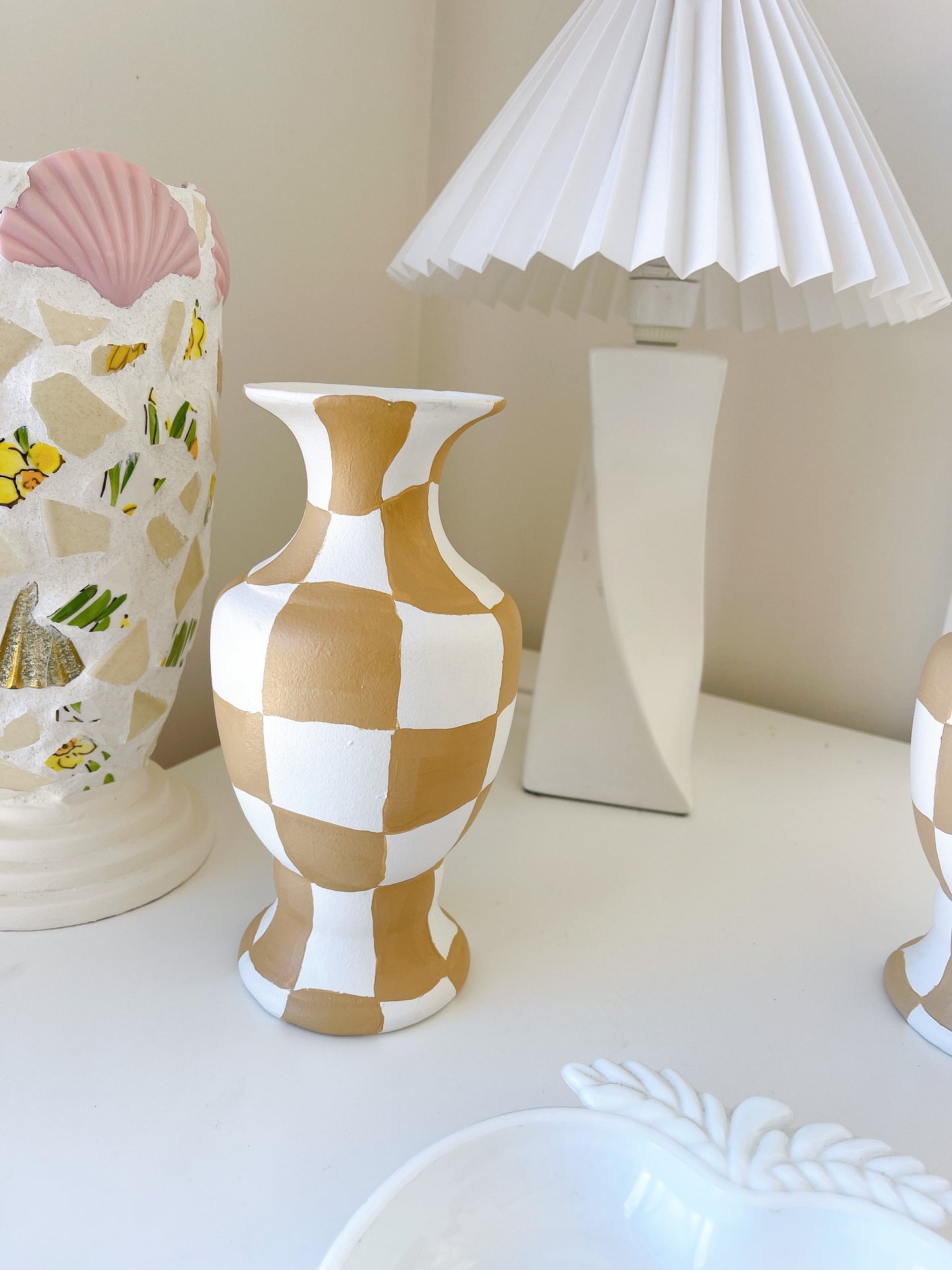 Handpainted Checkerboard Vase