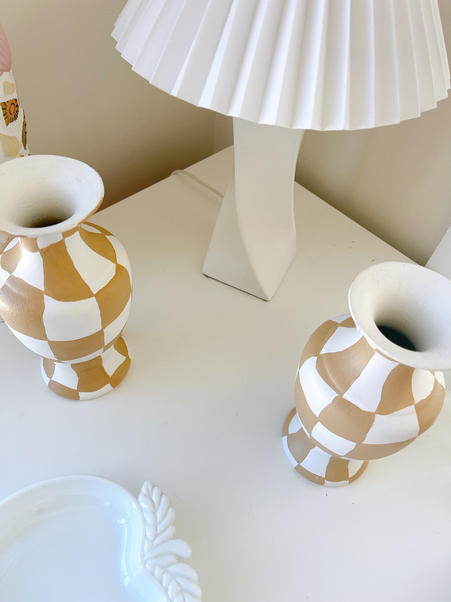 Handpainted Checkerboard Vase
