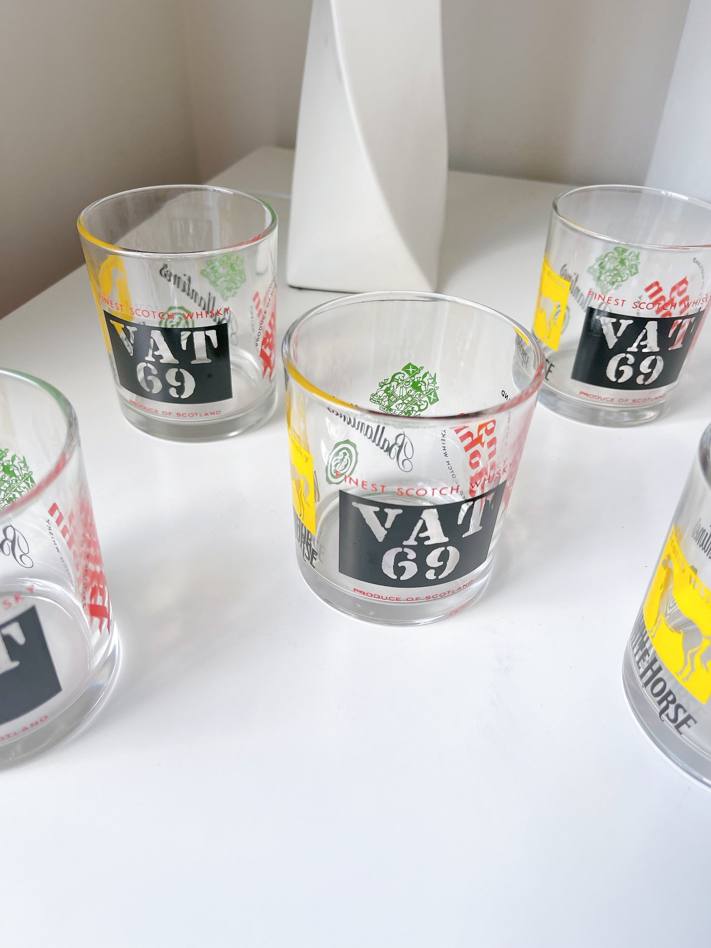 Set 5 Vintage ‘Vat 69’ Whisky Glasses