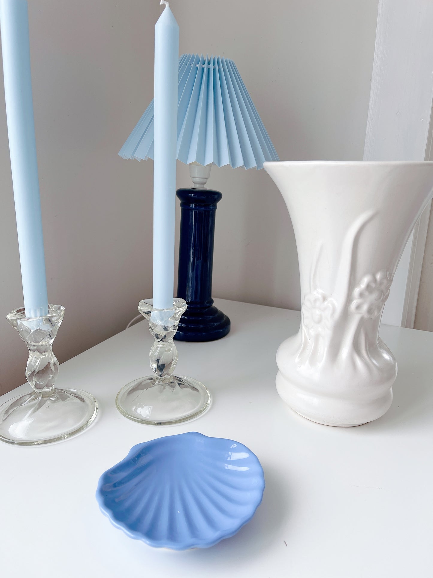Set Vintage Glass Candleholders