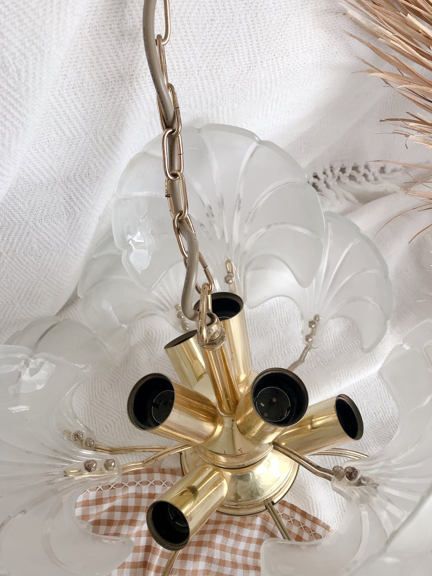Vintage Mermaid Glass Shell Light Fitting