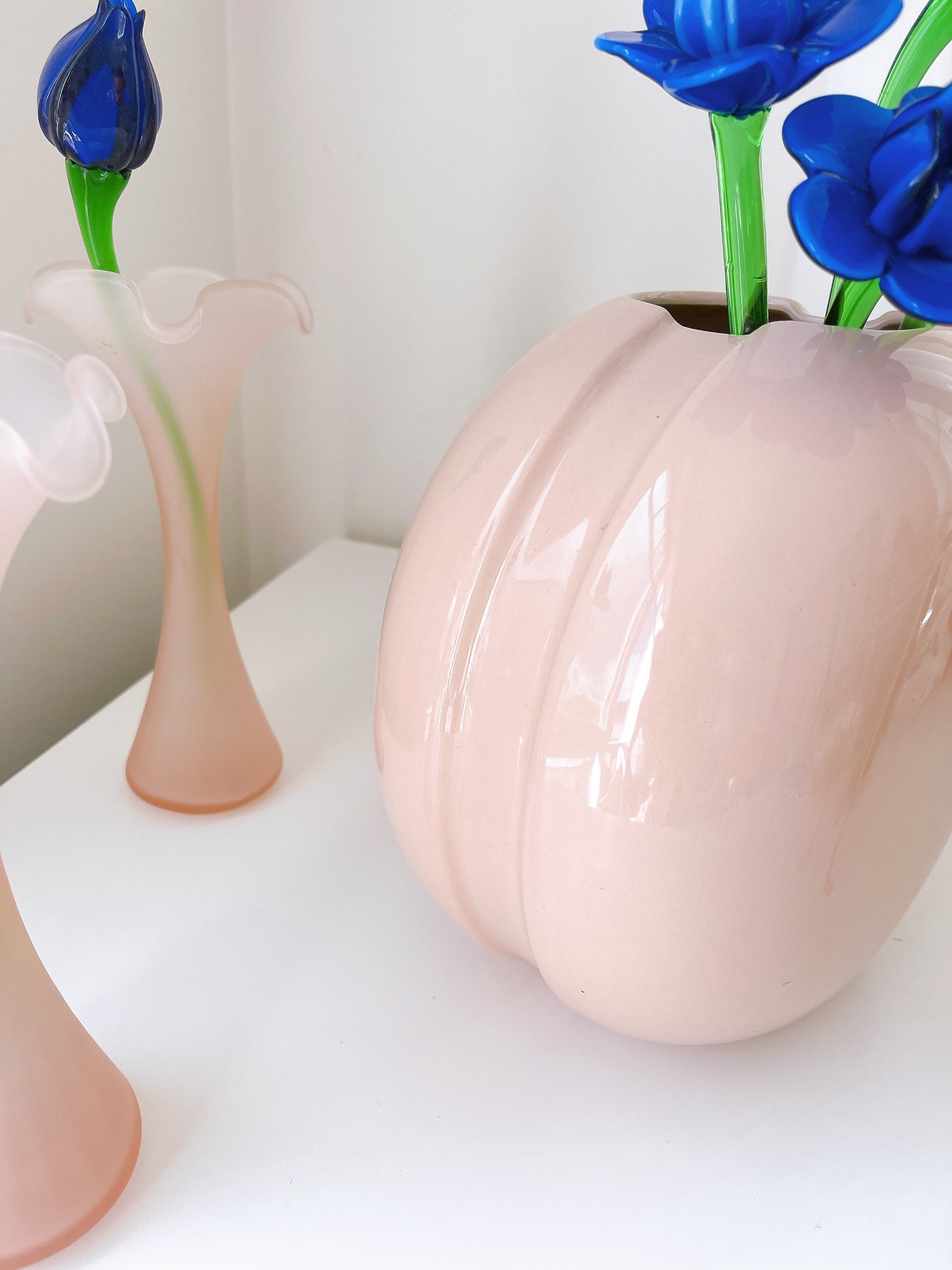 Large Vintage Baby Pink Vase - Made In Portugal