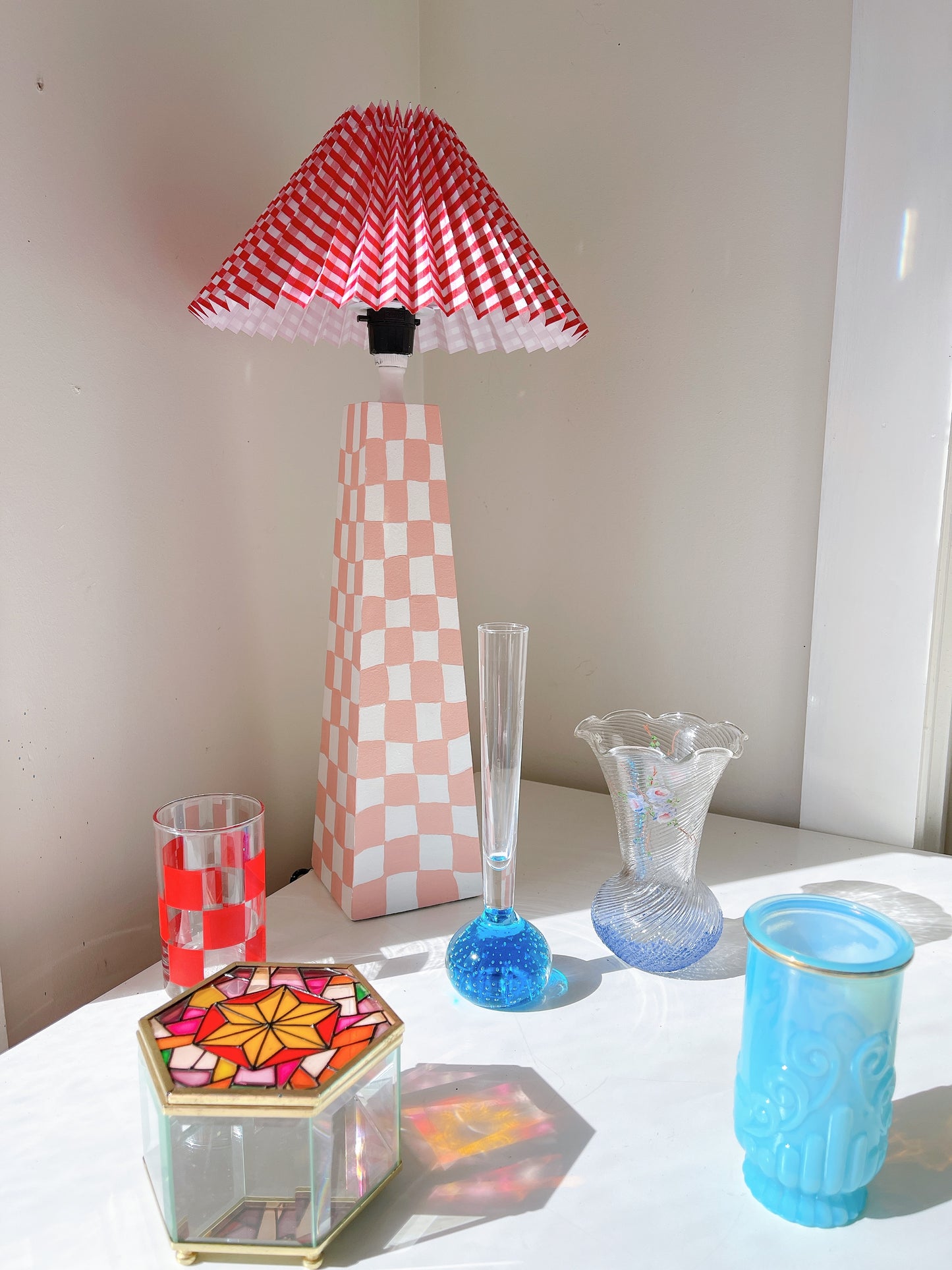 Vintage Bubble Glass Stem Vase