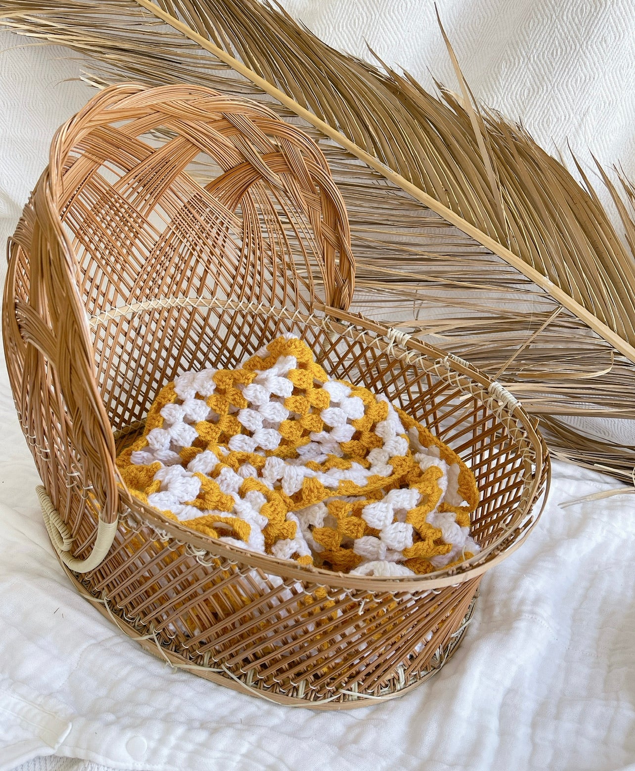 Vintage Rattan Dolls Bed