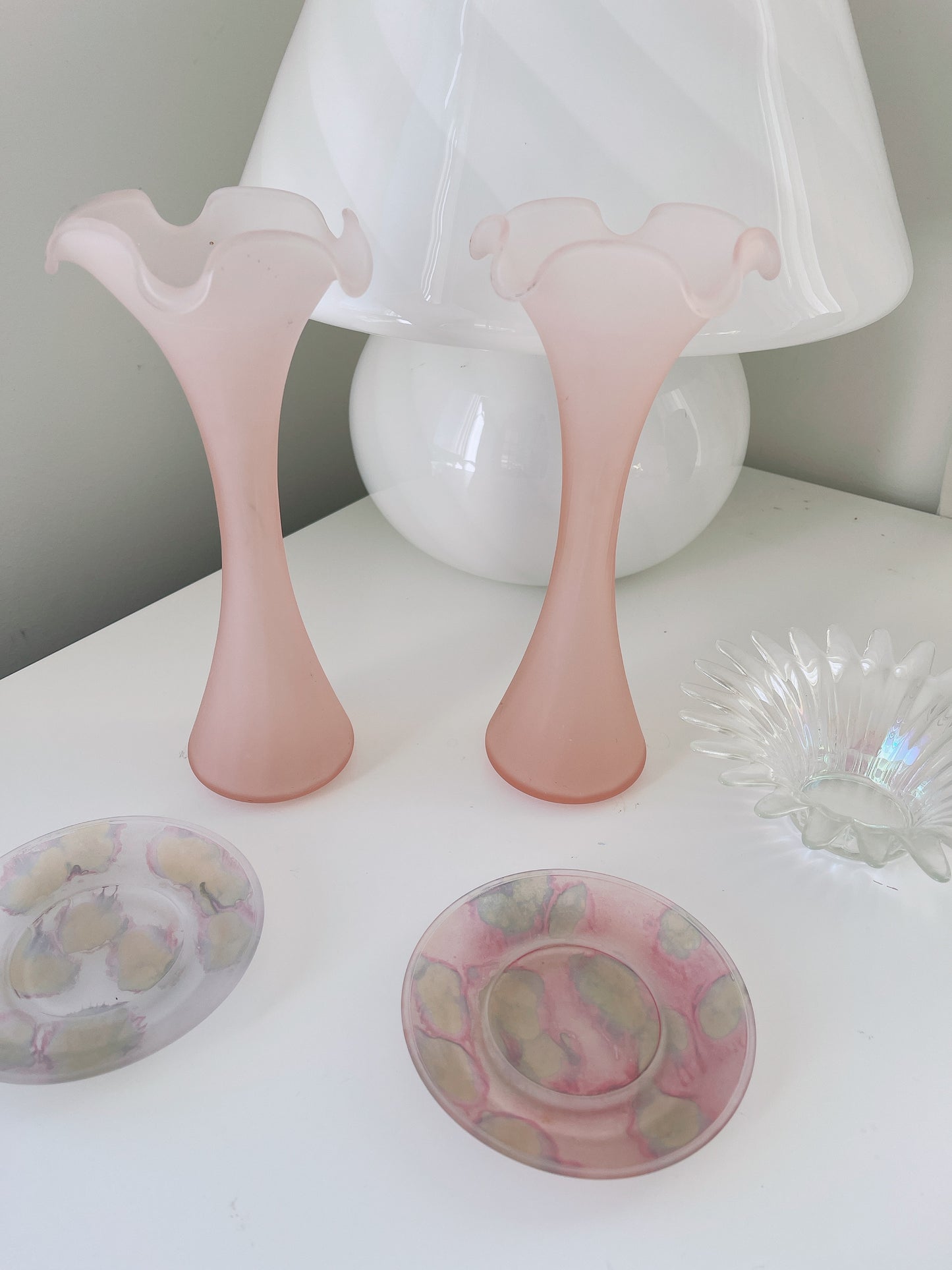 Set 2 Frosted Glass Trinket Plates