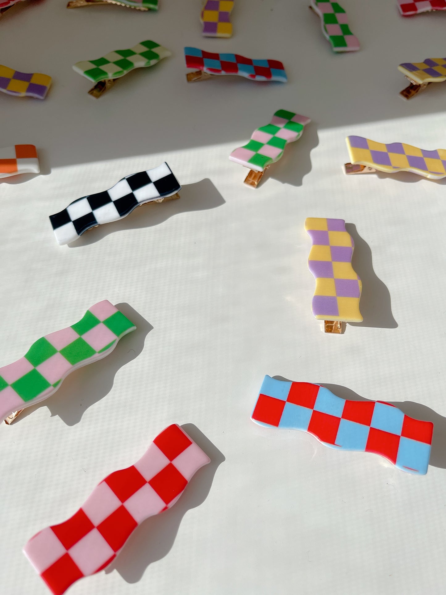 Checkerboard Wave Hairclips