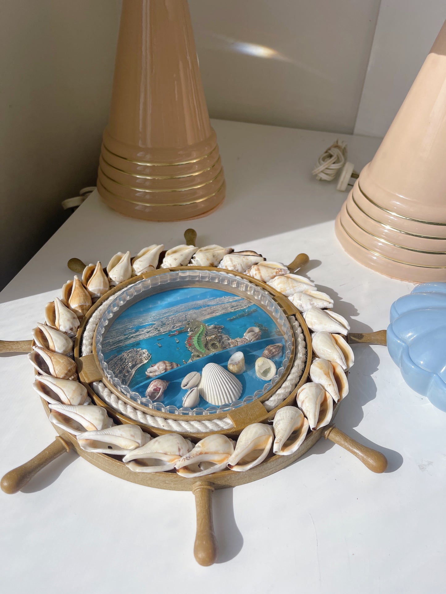 Vintage Malta Souvenir Wall Hanging Ships Wheel