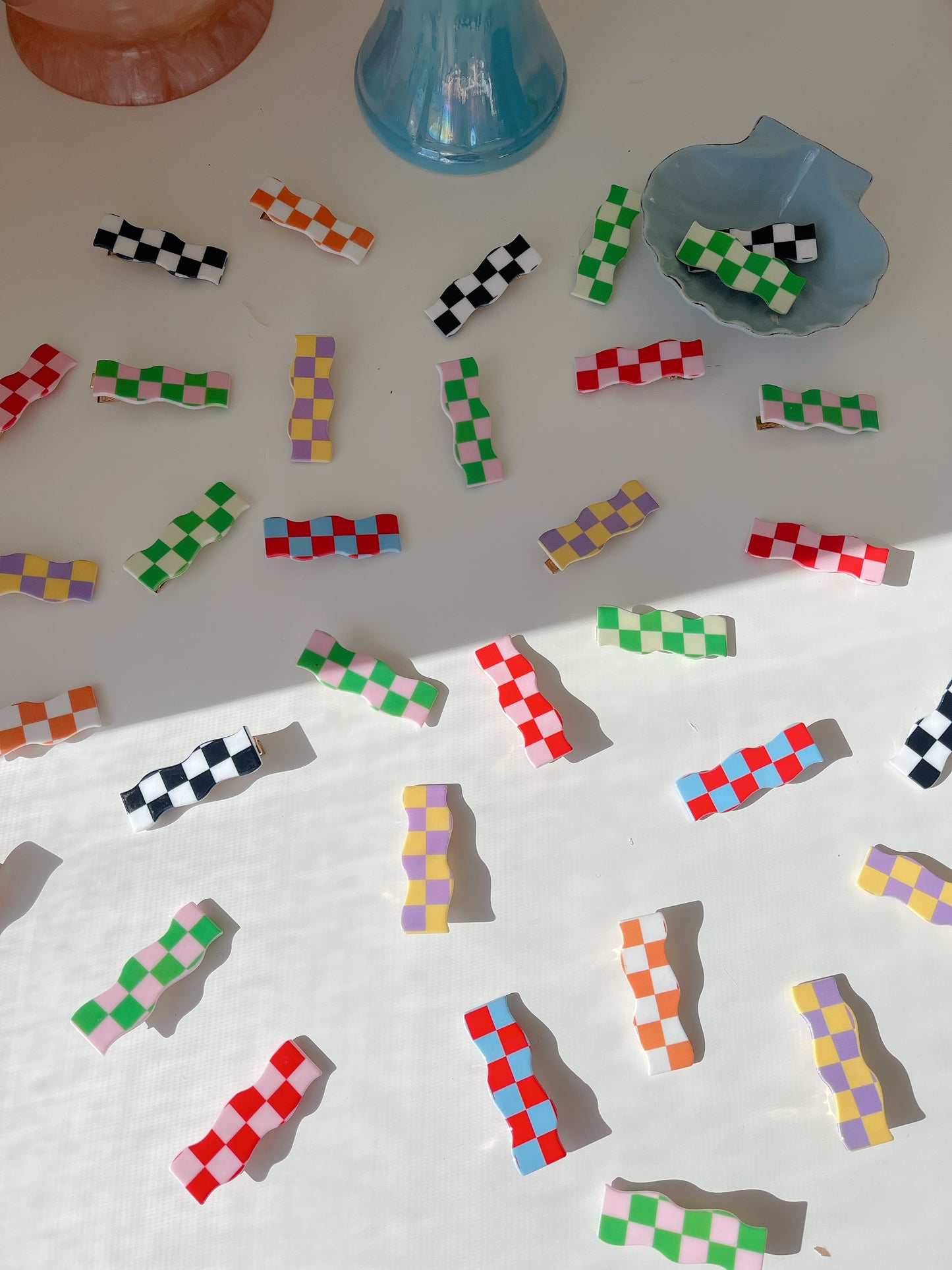 Checkerboard Wave Hairclips
